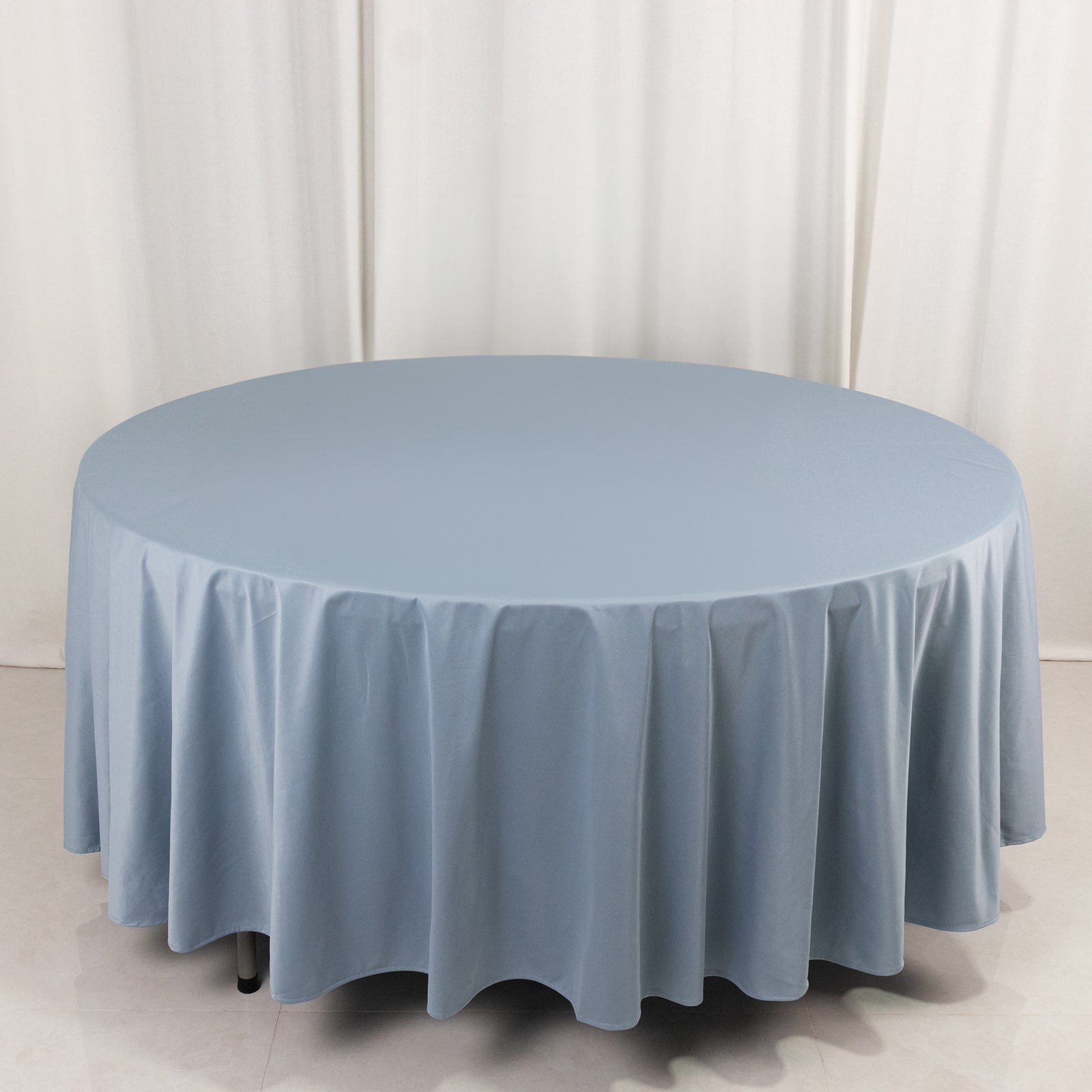 Exclusive Dusty Blue 108' Scuba Round Tablecloth - Wrinkle & Stain Free