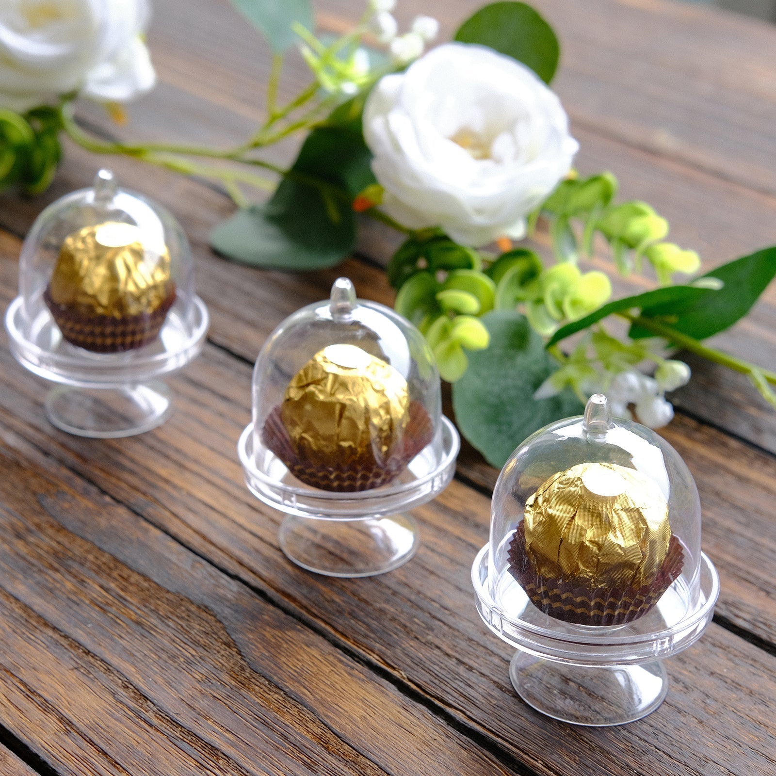 12-Pack Clear Fillable Mini Pedestal Candy Containers with Dome Lid - Ideal for Party Favors