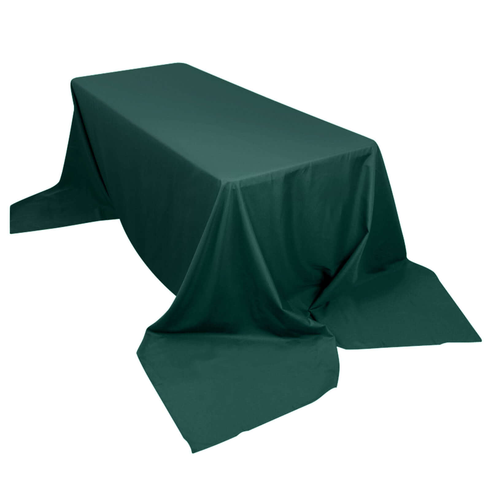 Hot Sale! 90x156 Rectangle Seamless Wrinkle-Resistant 100% Polyester Hunter Emerald Green Tablecloth