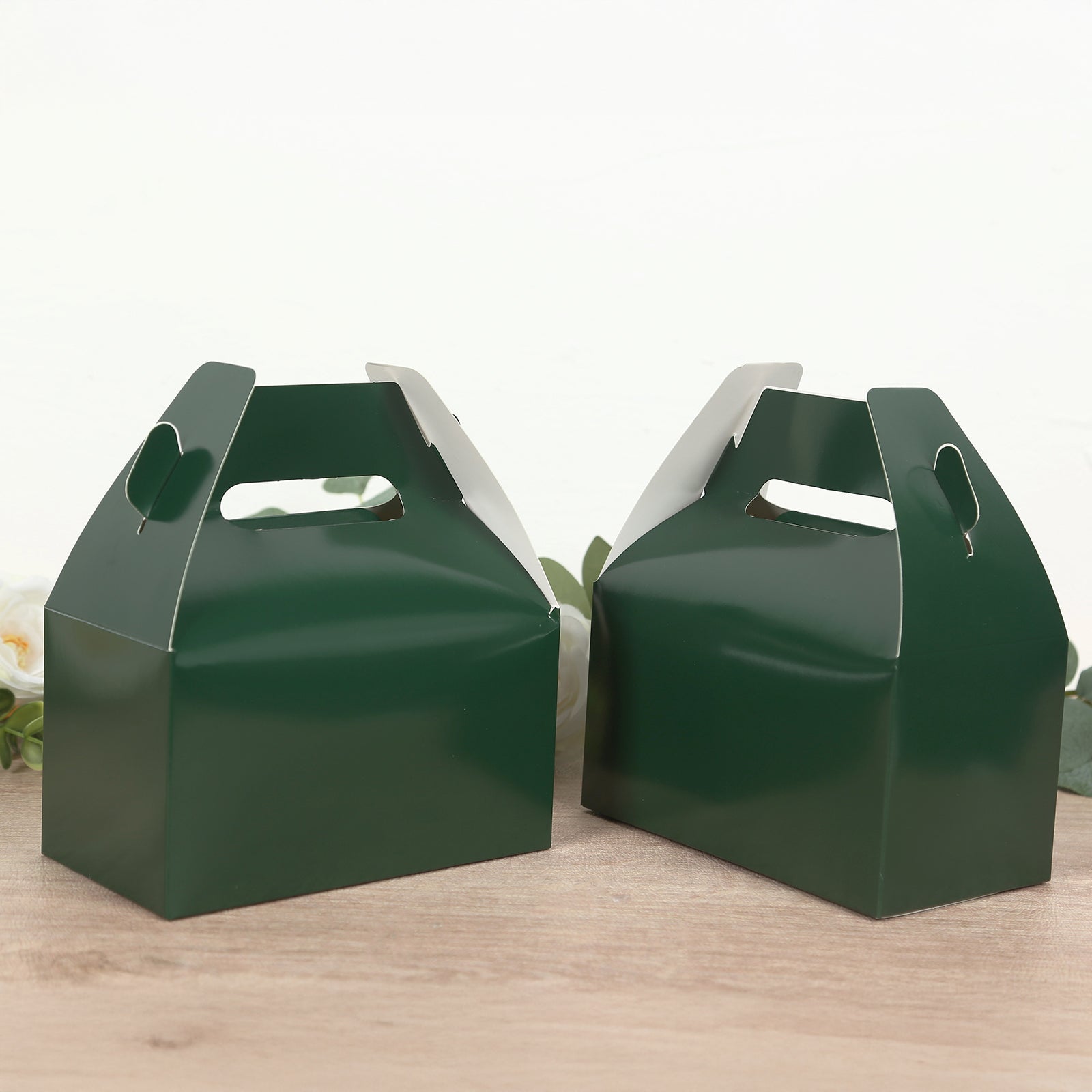 25-Pack Hunter Emerald Green Tote Gable Candy Gift Boxes - Ideal for Party Favors