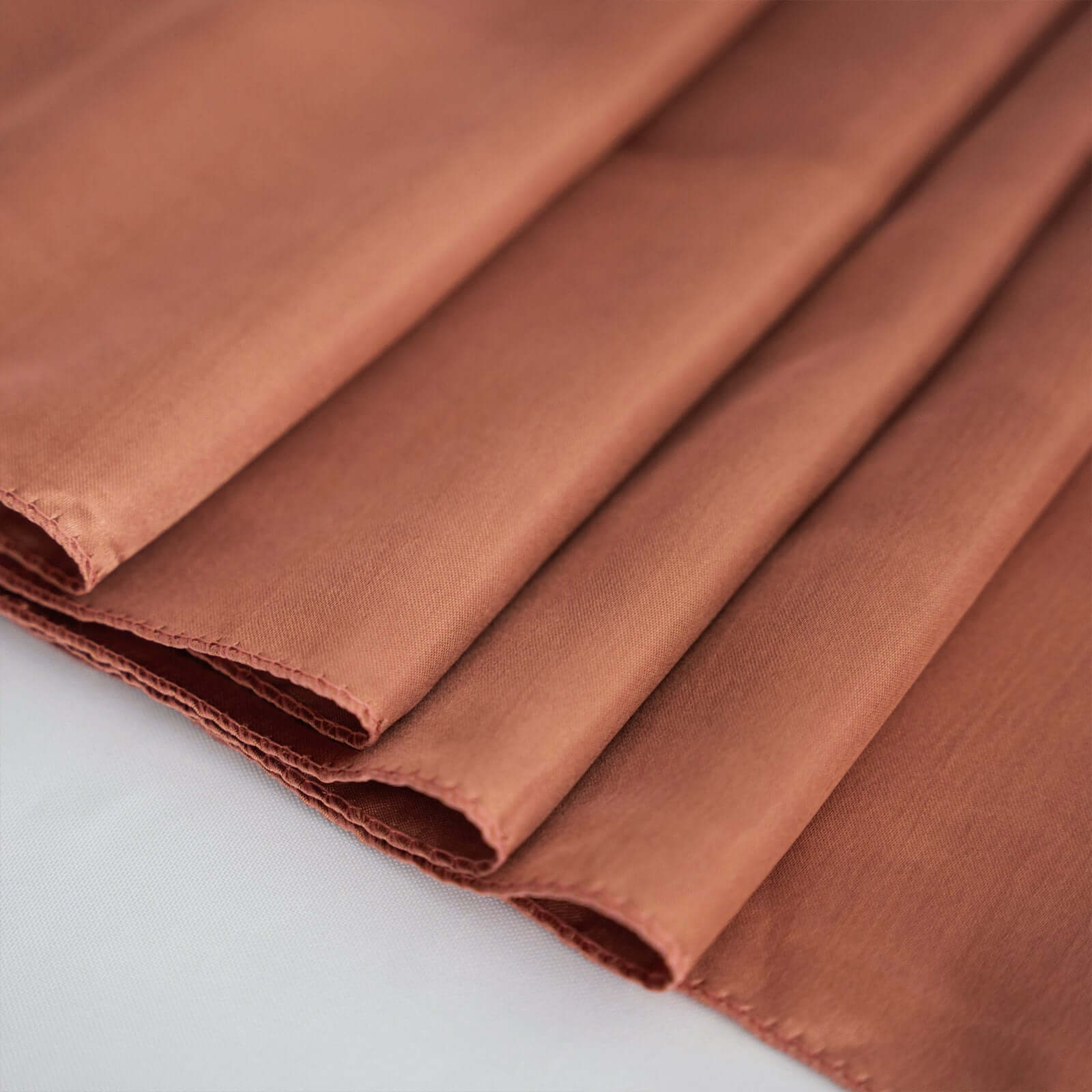 Stylish Seamless 120' Round Terracotta (Rust) Satin Tablecloth
