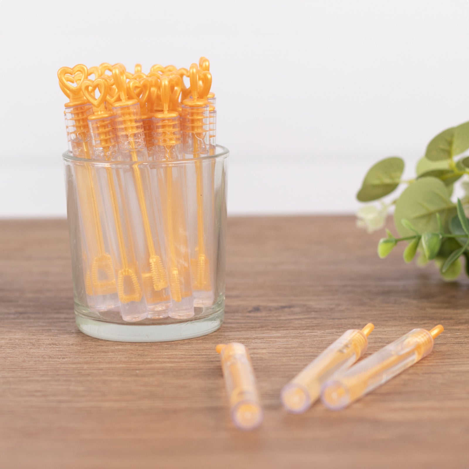 48-Piece Gold Heart-Shaped Chemistry Tube Bubble Bottles for Bridal Wedding Shower Favors