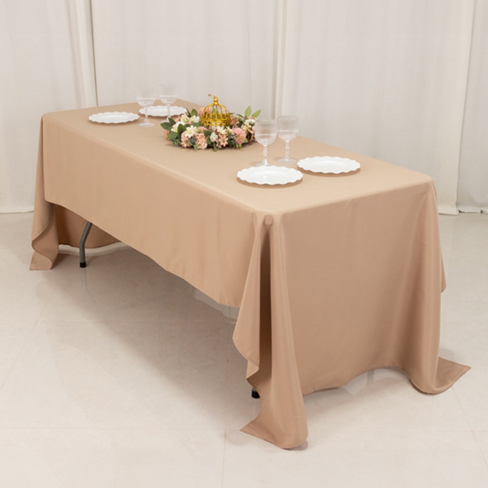 Premium Stain-Resistant 220GSM Polyester Rectangle Tablecloth in Nude - 60x126, Ideal for Events
