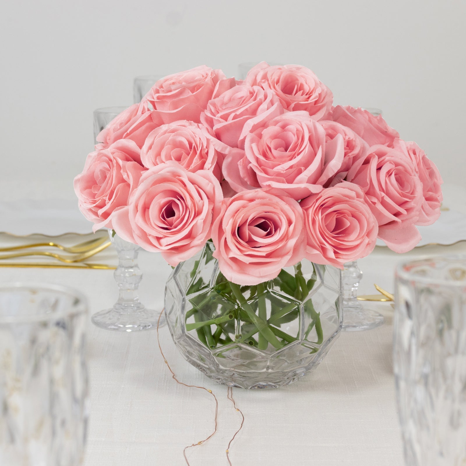 10 Pcs 12" Pink Artificial Single Stem Silk Roses for Stunning Flower Arrangements