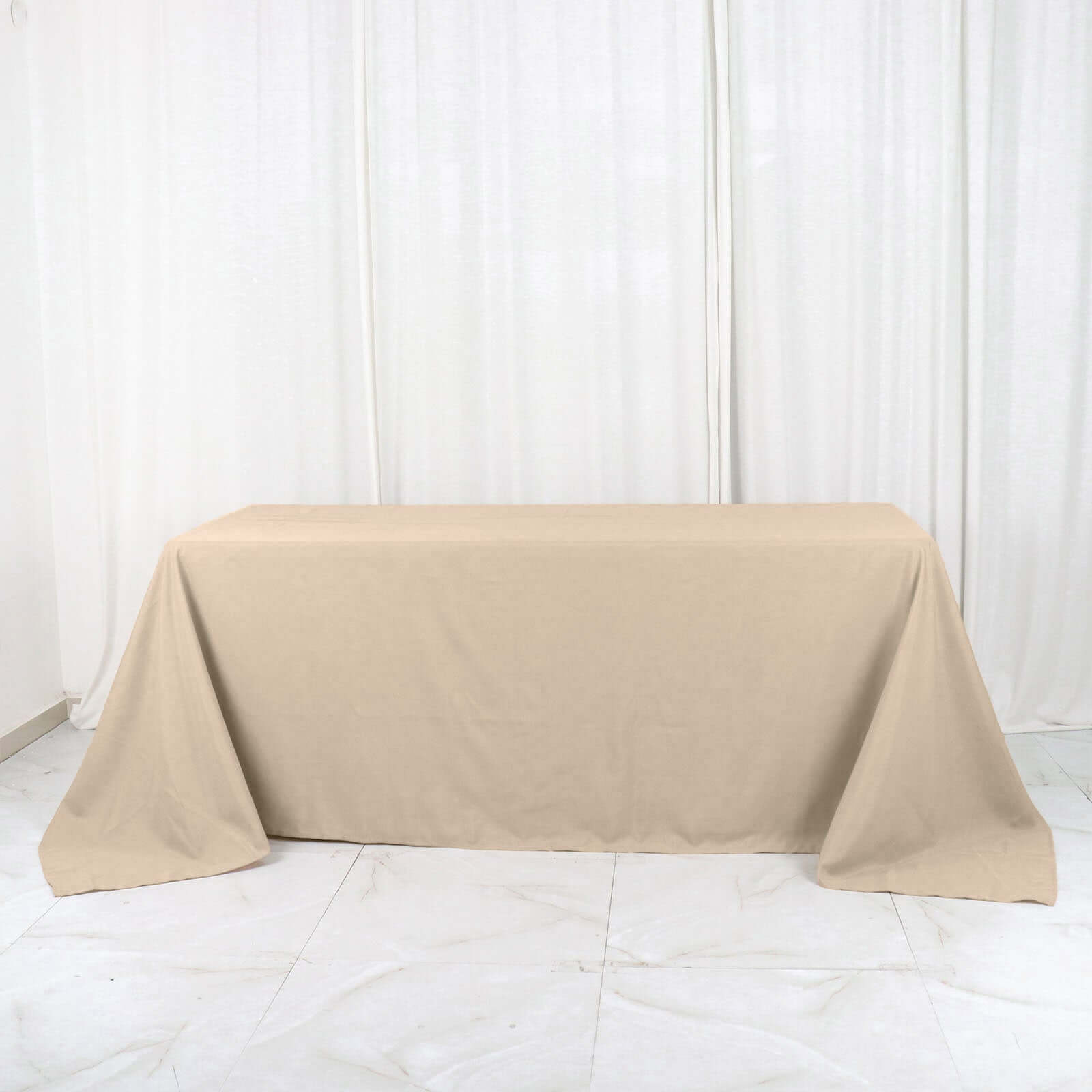Seamless Wrinkle-Resistant Nude Polyester Rectangle Tablecloth 90x132
