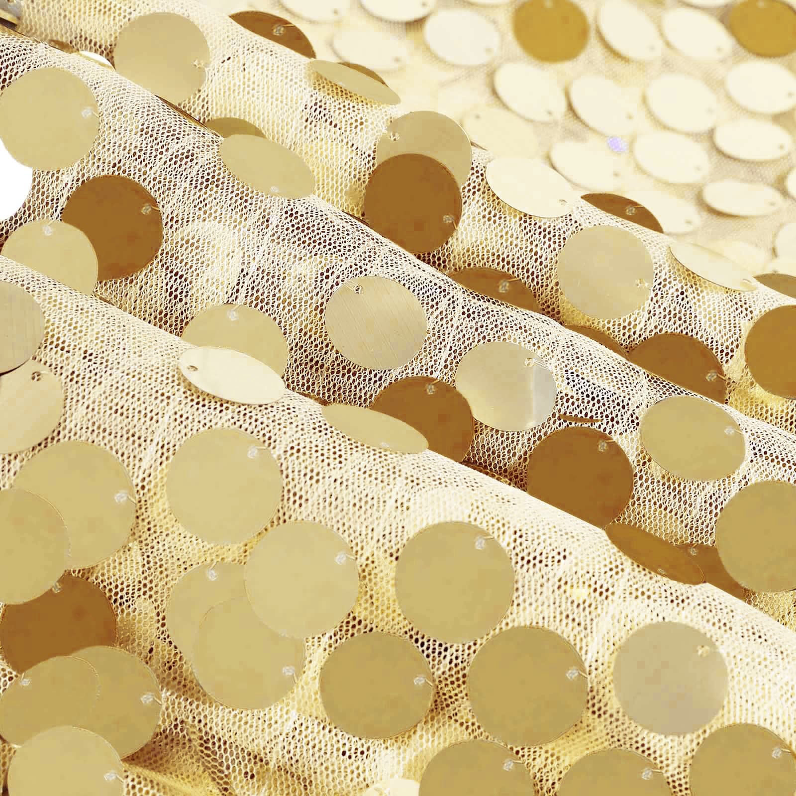 Champagne Sequin Round Tablecloth - 120' Diameter, Seamless for Weddings and Parties