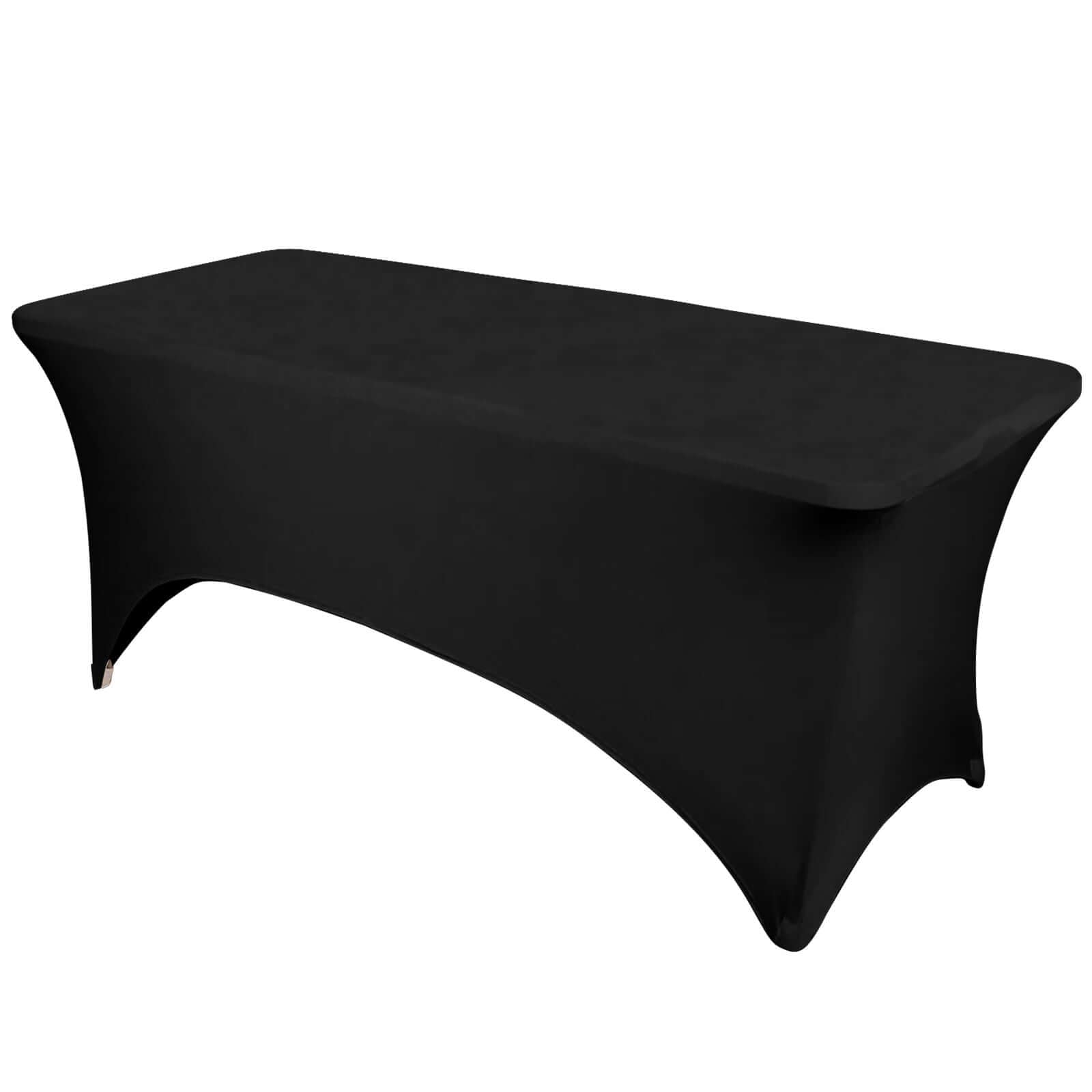 Black Durable 6ft Stretch Spandex Rectangle Tablecloth - Ideal for Events & Presentations