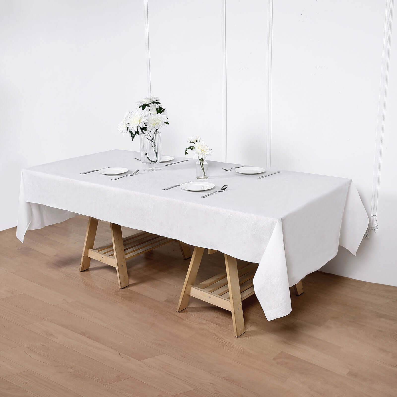 Disposable White Airlaid Rectangle Tablecloth 50x108 - Linen - Like for Easy Cleanup