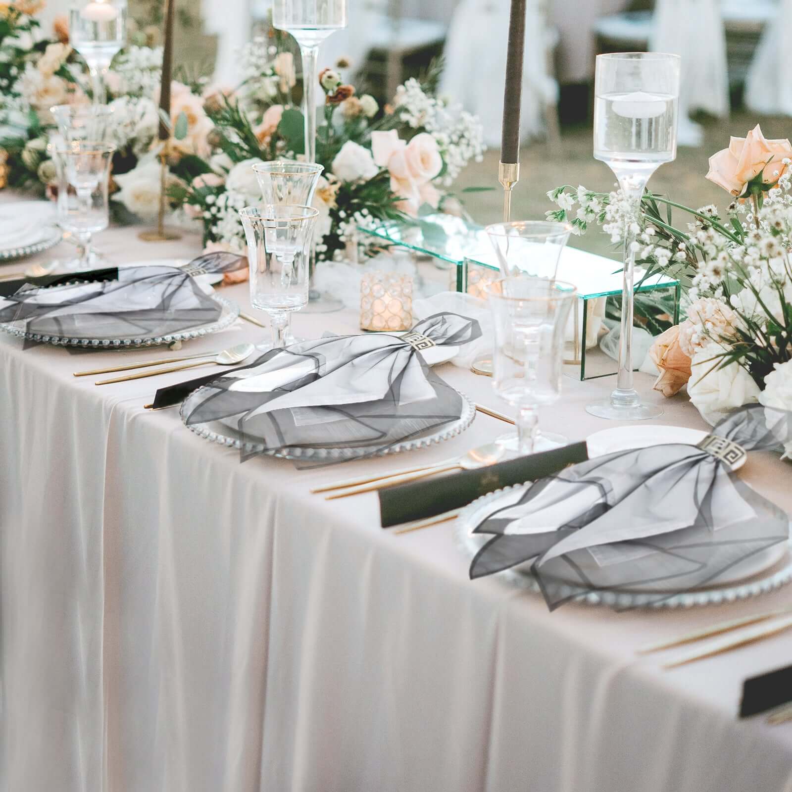 Great Deal! 10-Pack of 23x23 Black Organza Sheer Dinner Napkins