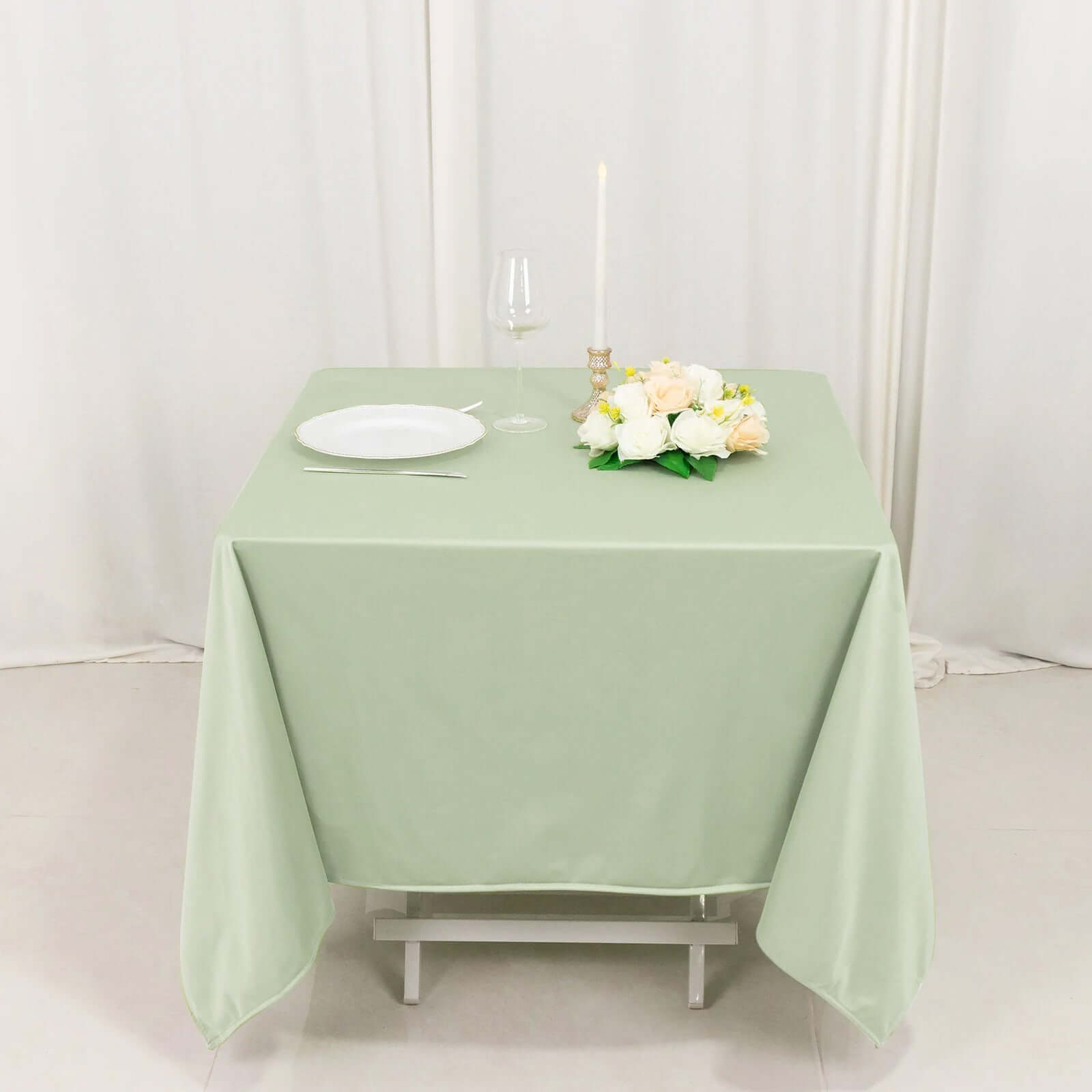Sage Green 70x70 Premium Scuba Tablecloth - Wrinkle & Stain Resistant