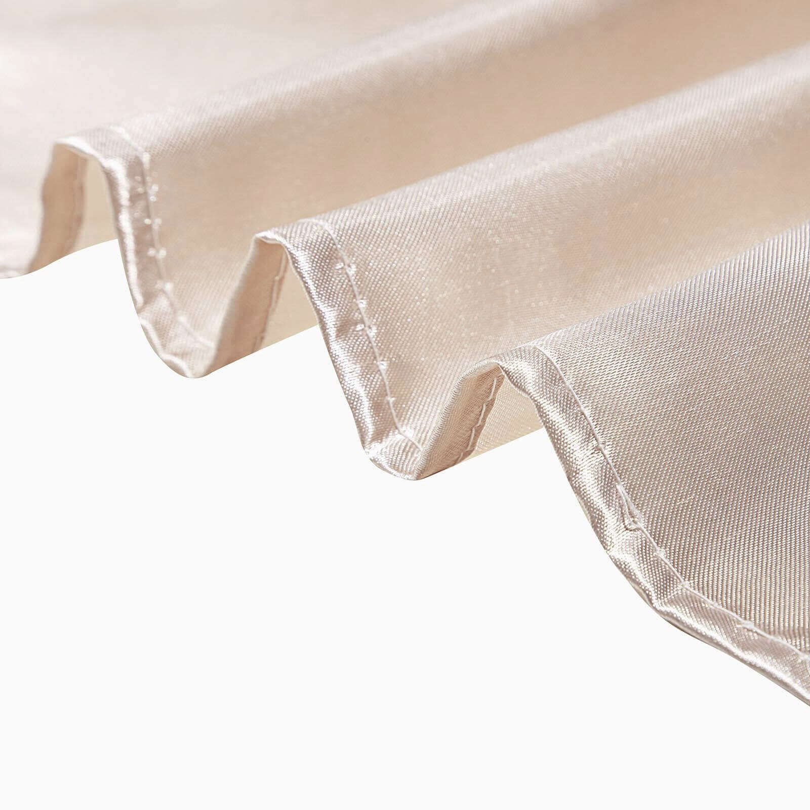 Beige Satin 60x126 Rectangular Tablecloth - Smooth & Lustrous, Ideal for Events