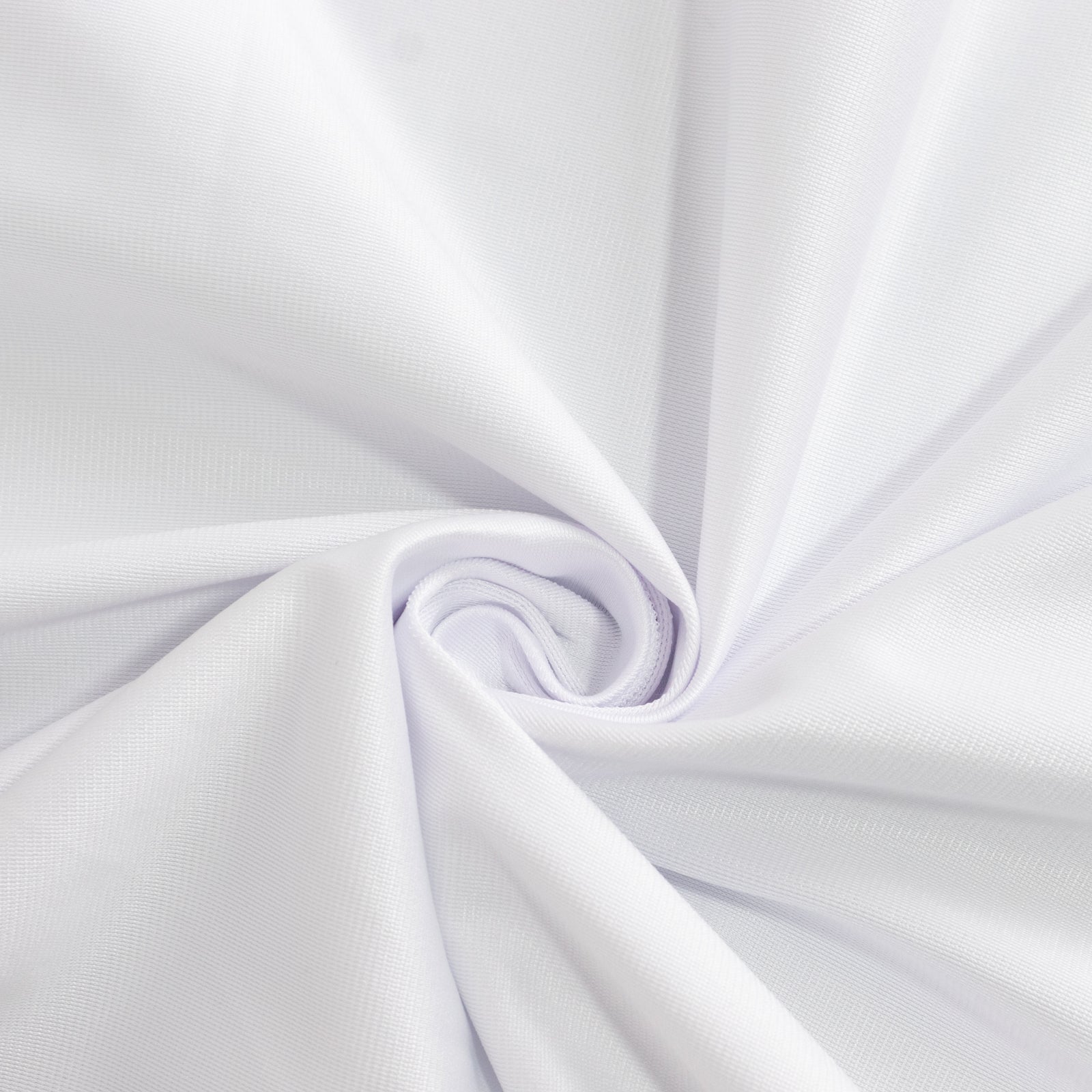 White 90' Premium Scuba Round Tablecloth - Wrinkle & Stain Resistant for Weddings and Banquets
