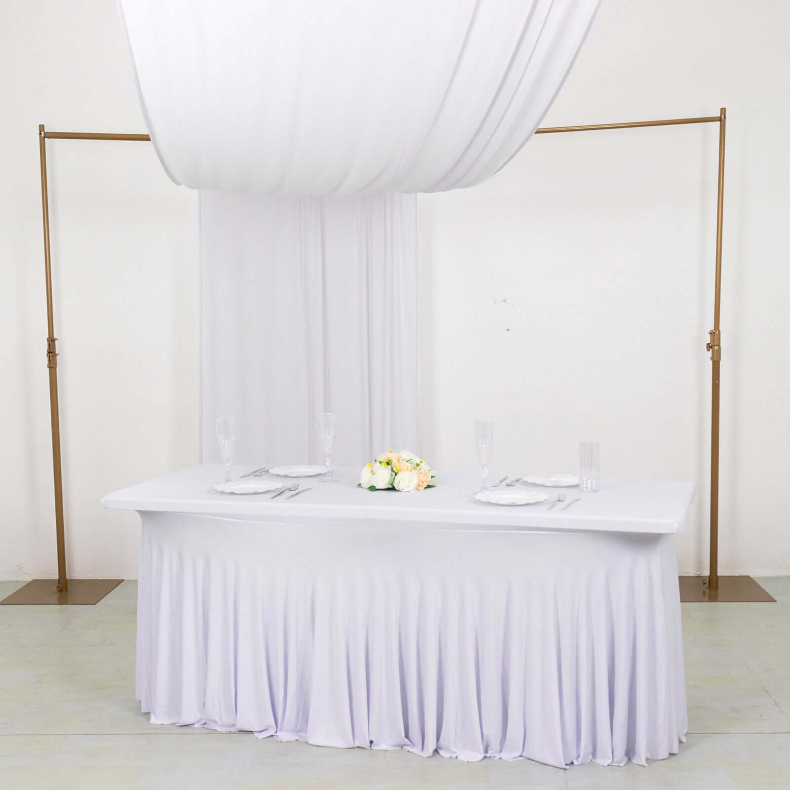 Hot Deal! 5ftx18ft White Spandex 4-Way Stretch Wrinkle-Free Event Curtain Drapes with Rod Pockets