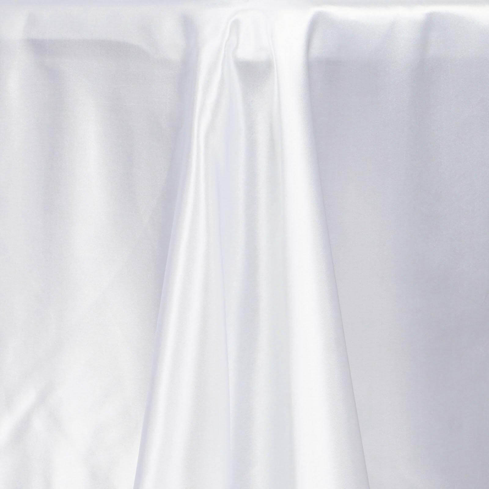 White Satin 72x120 Rectangular Tablecloth - Ideal for Elegant Weddings & Events