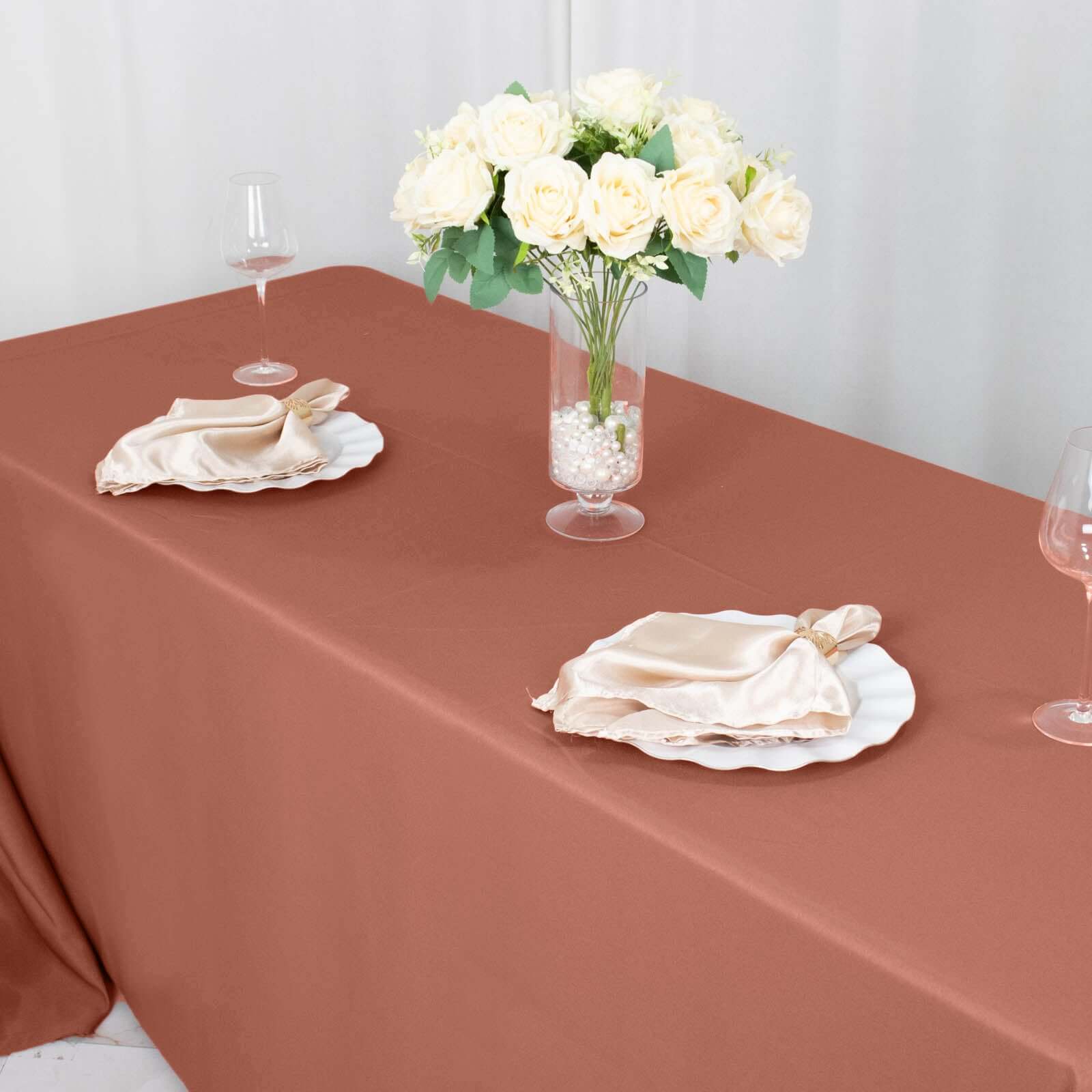 Hot Deal! 90x132 Premium Seamless 220GSM Stain-Resistant Terracotta (Rust) Polyester Tablecloth