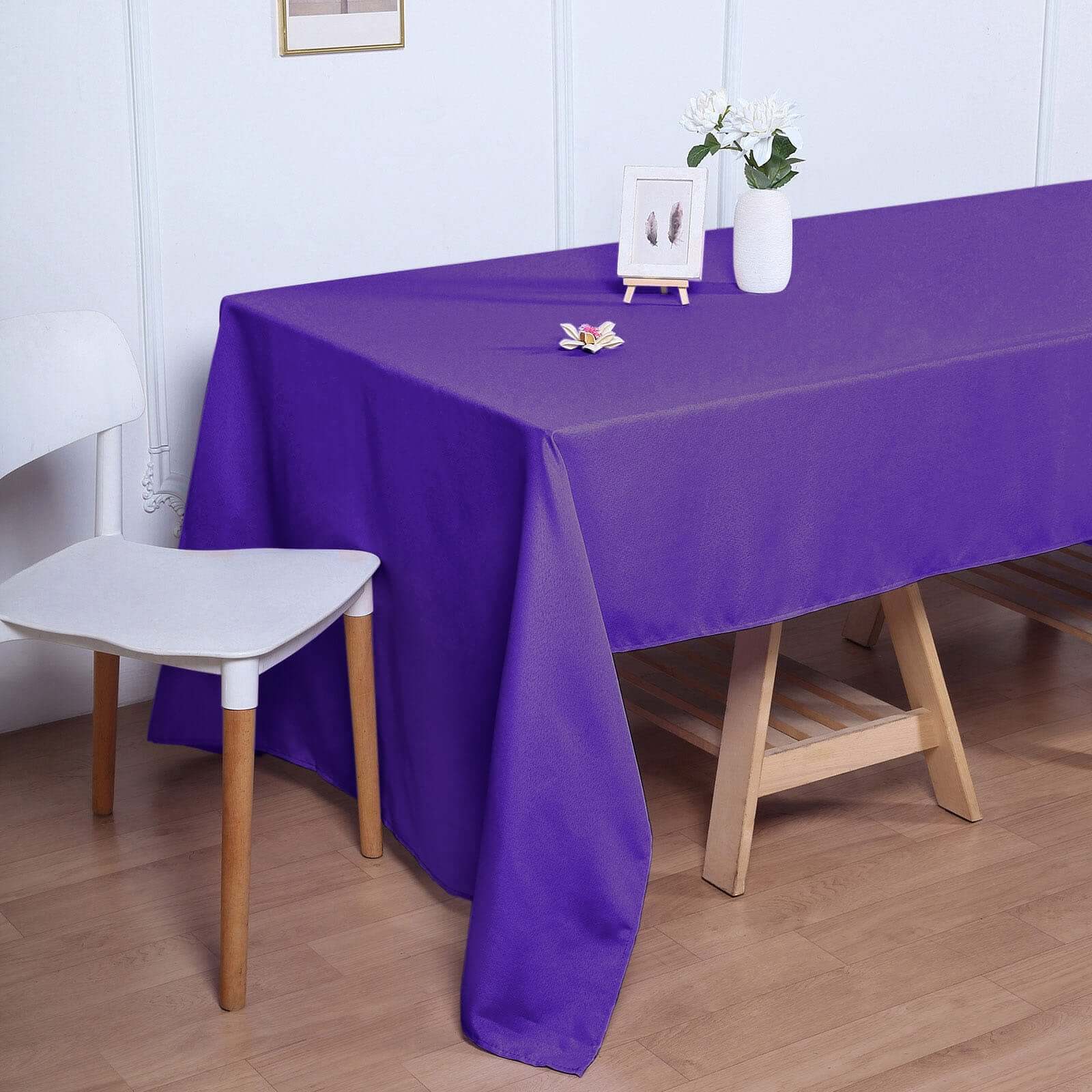 Wrinkle-Resistant Purple Polyester Rectangle Tablecloth 60x126 - Great for Events!