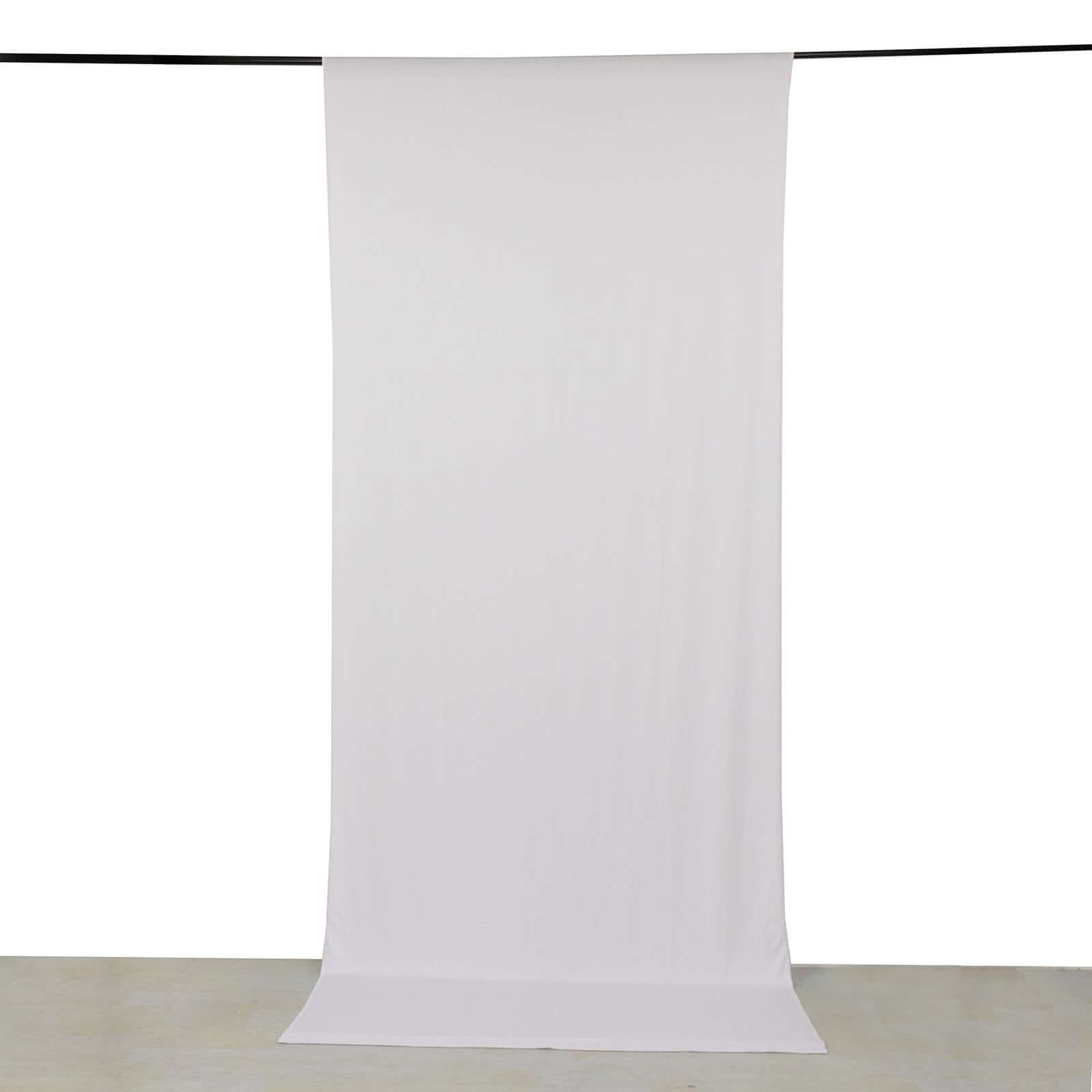 Hot Sale! 5ftx12ft White Wrinkle-Free 4-Way Stretch Spandex Event Backdrop Curtains with Rod Pockets