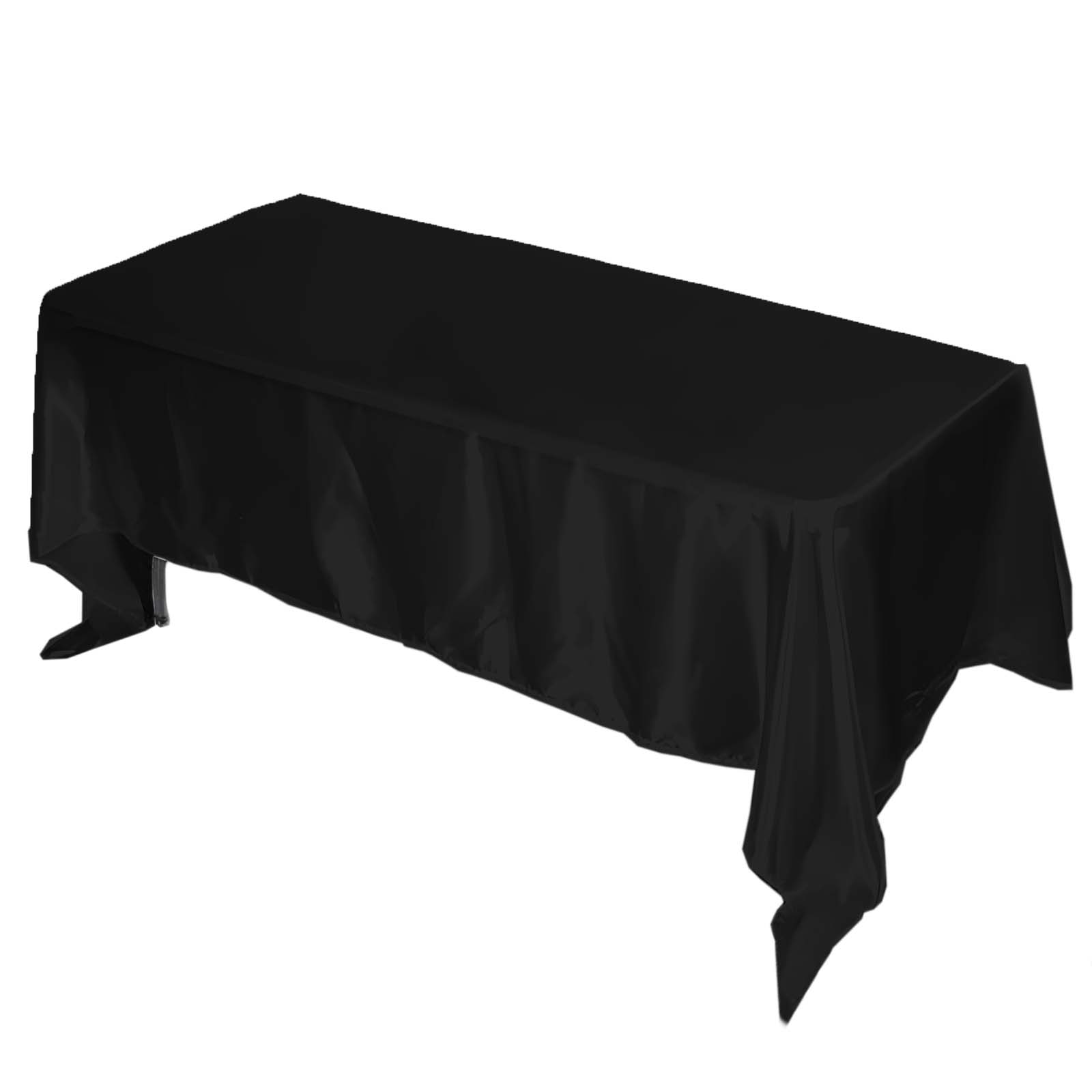 Black Satin 72x120 Rectangular Tablecloth - Smooth, Easy - Care & Perfect for Events