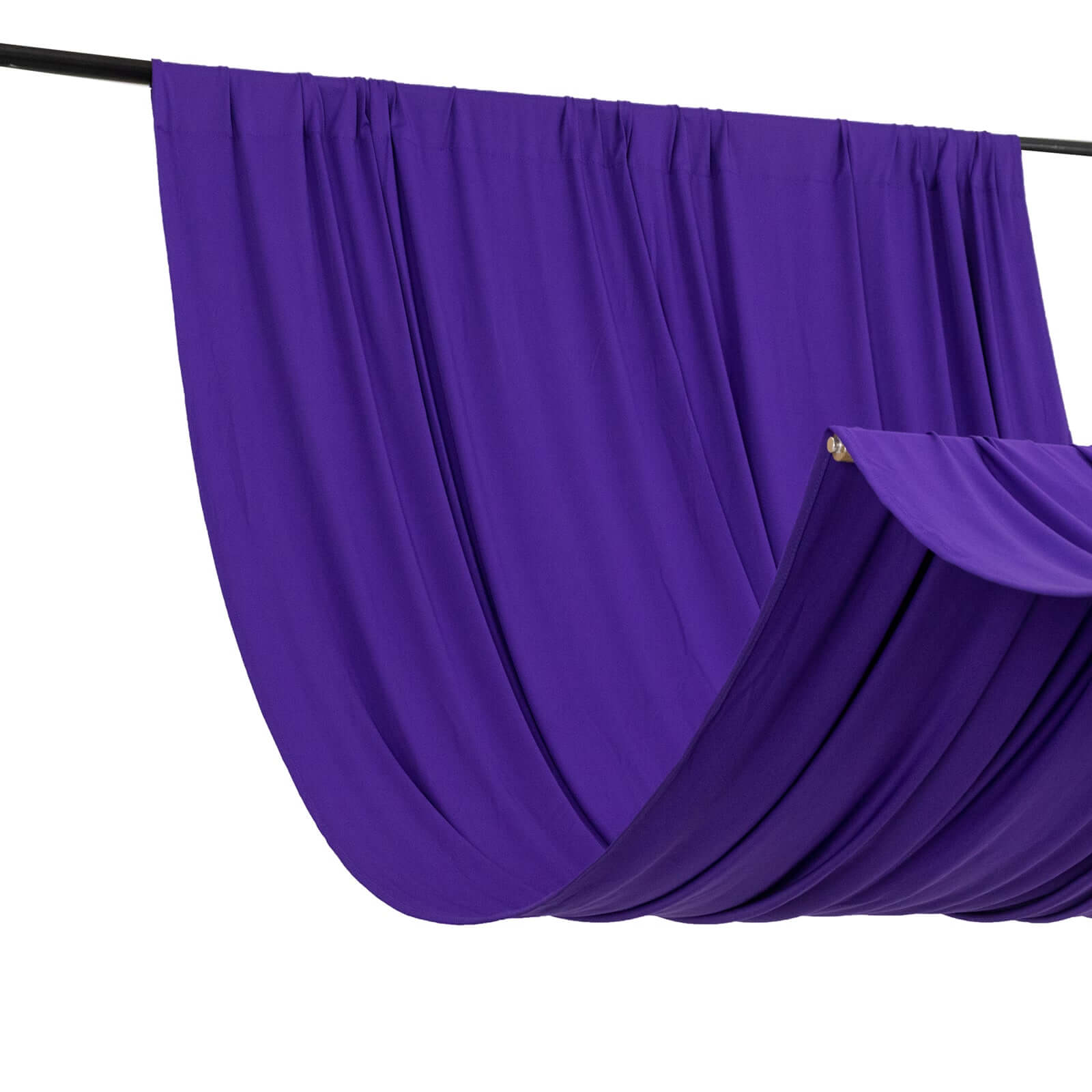 Exclusive Purple 4-Way Stretch Spandex Wrinkle-Free Event Curtain, 5ftx14ft with Rod Pockets