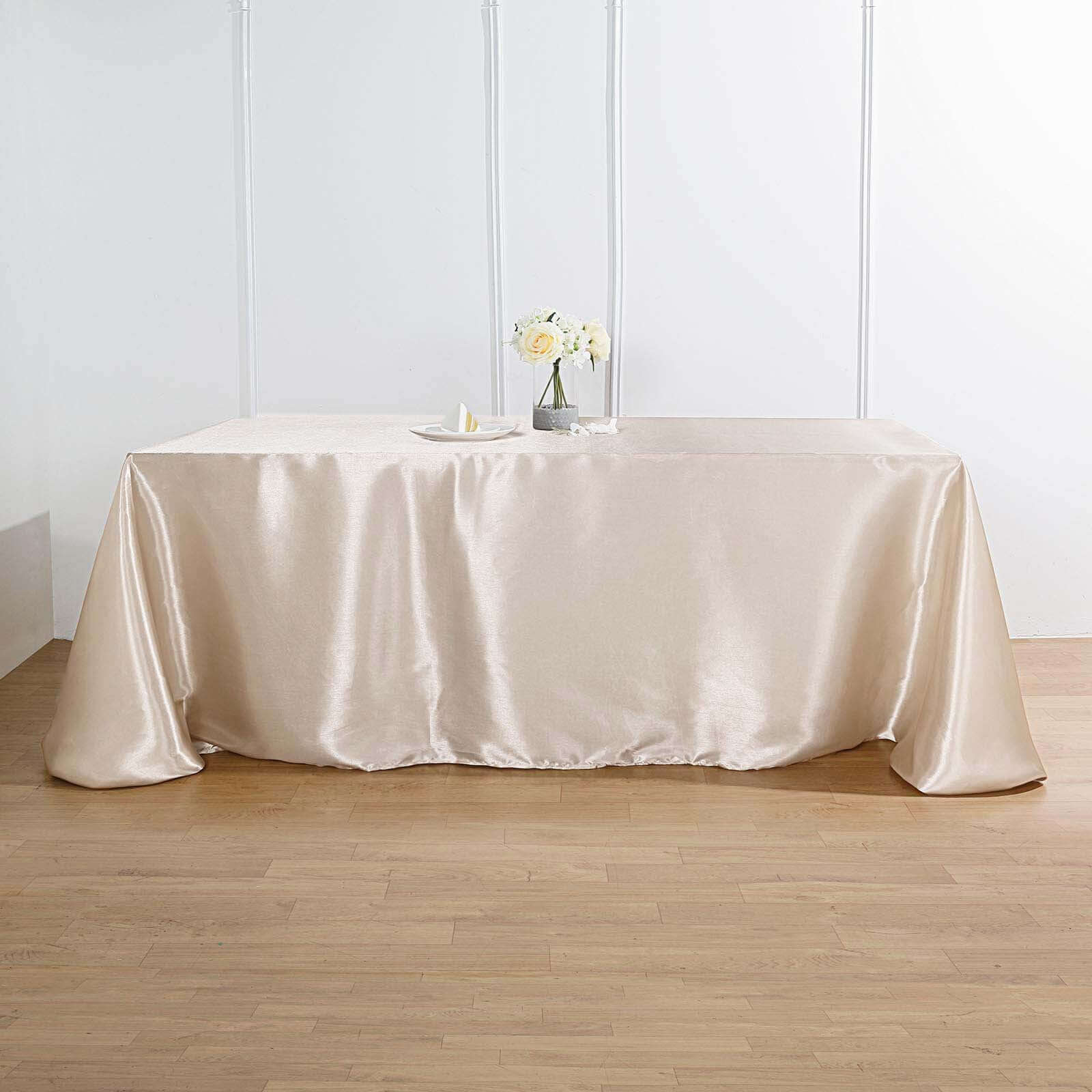Beige Seamless Satin Tablecloth 90x132 - Ideal for Events