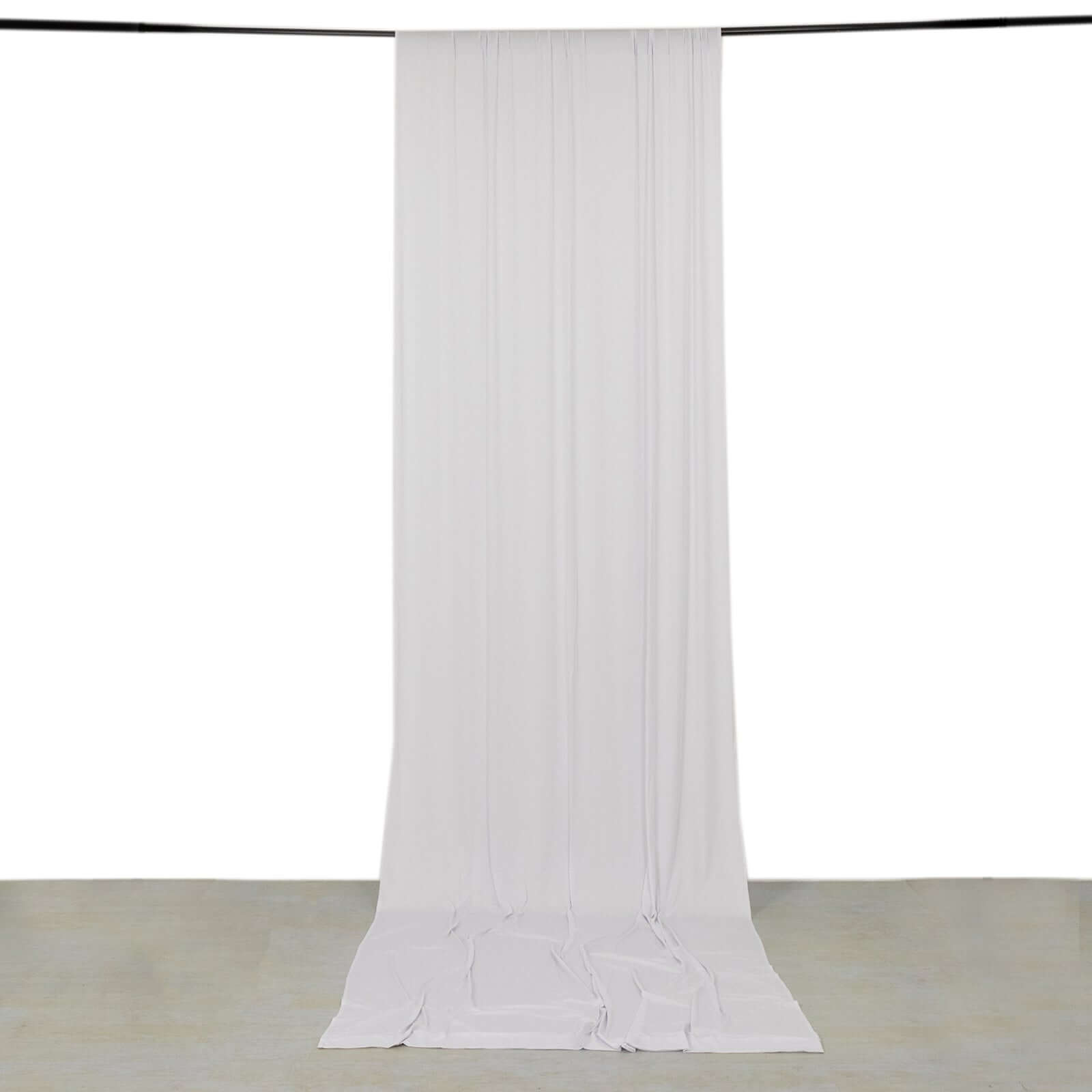 Exclusive White 4-Way Stretch Spandex Event Curtain - 5ftx14ft, Wrinkle-Free with Rod Pockets