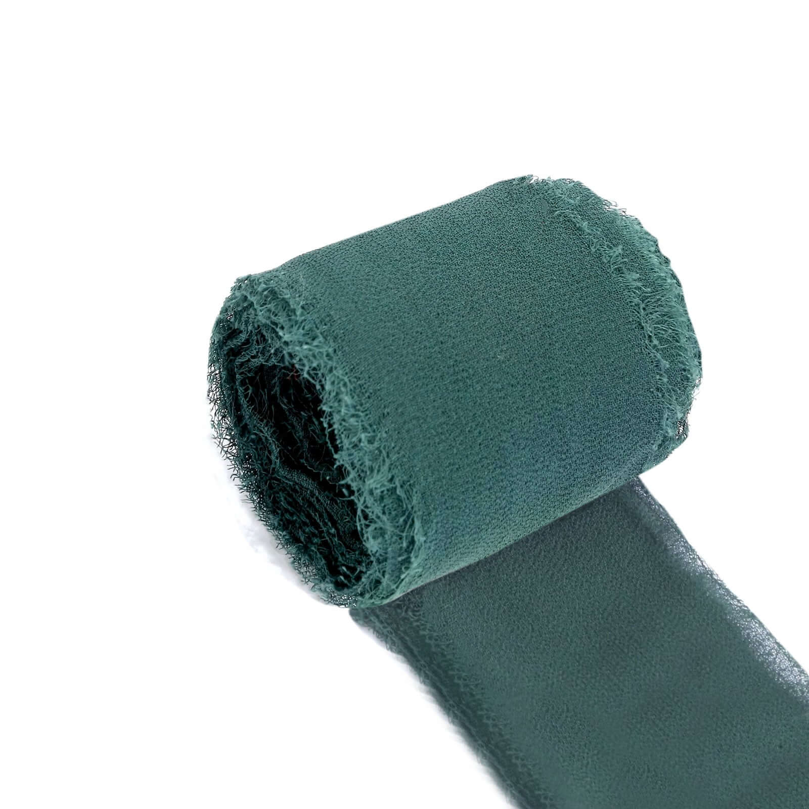 2-Pack Hunter Emerald Green Silk-Like Chiffon Ribbon Rolls for DIY Wedding Bouquets