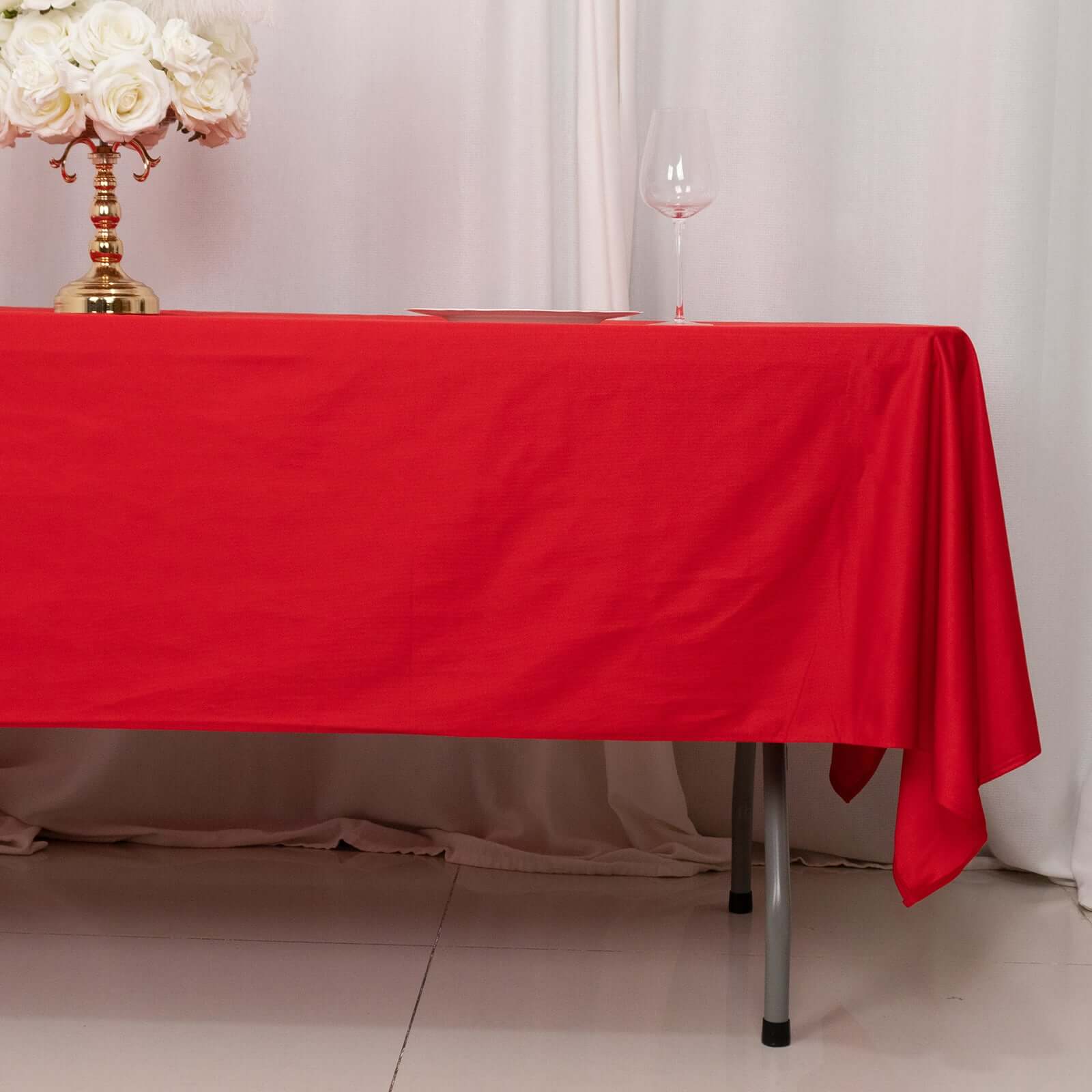Hot Sale! Premium Red Scuba Polyester Rectangular 60x102 Wrinkle-Free & Stain-Resistant Tablecloth
