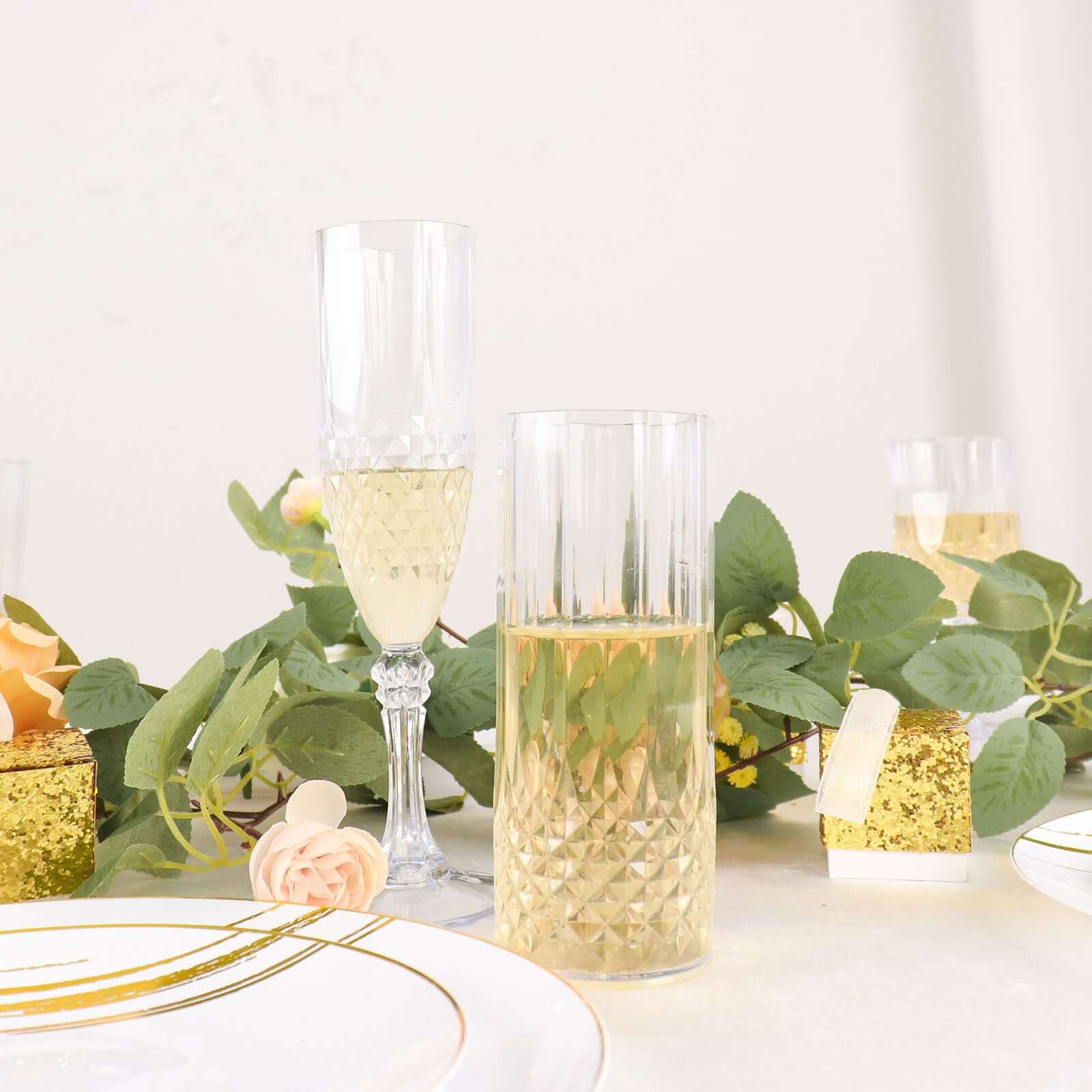 Hot Deal! 6-Pack Shatterproof 14oz Clear Plastic Highball Cocktail Tumblers with Crystal Cut Style