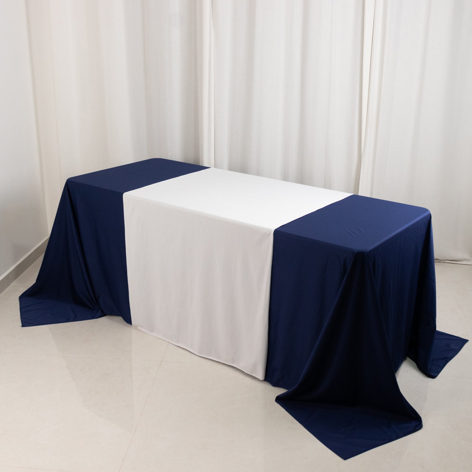 White 36x72 Wide Premium Polyester Table Runner - Ideal for Custom Event Branding