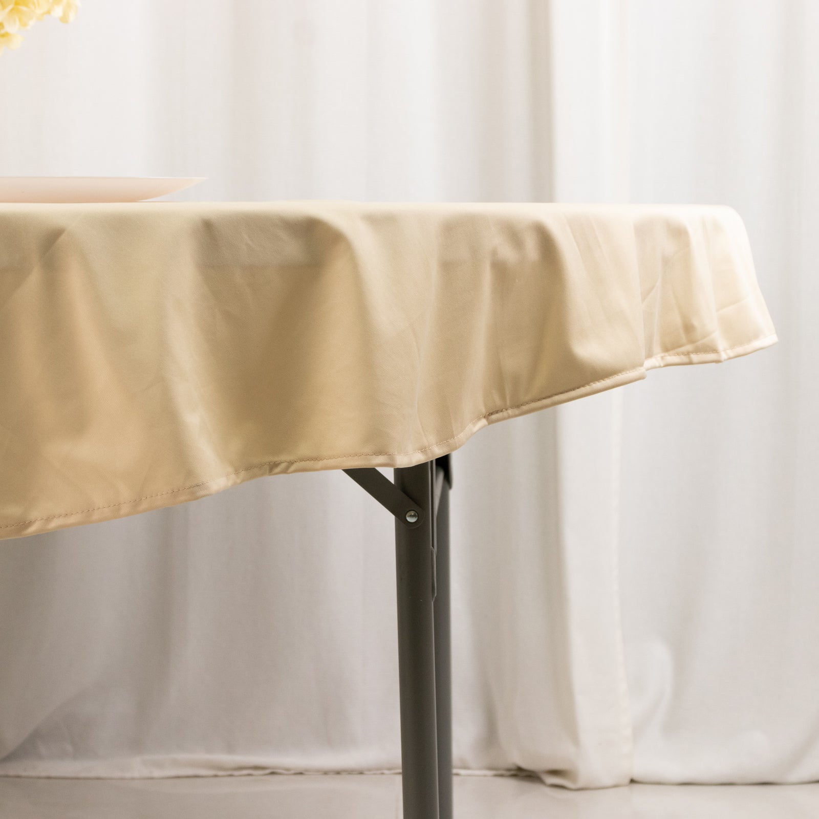 Premium Beige 70' Round Scuba Tablecloth - Wrinkle & Stain Free