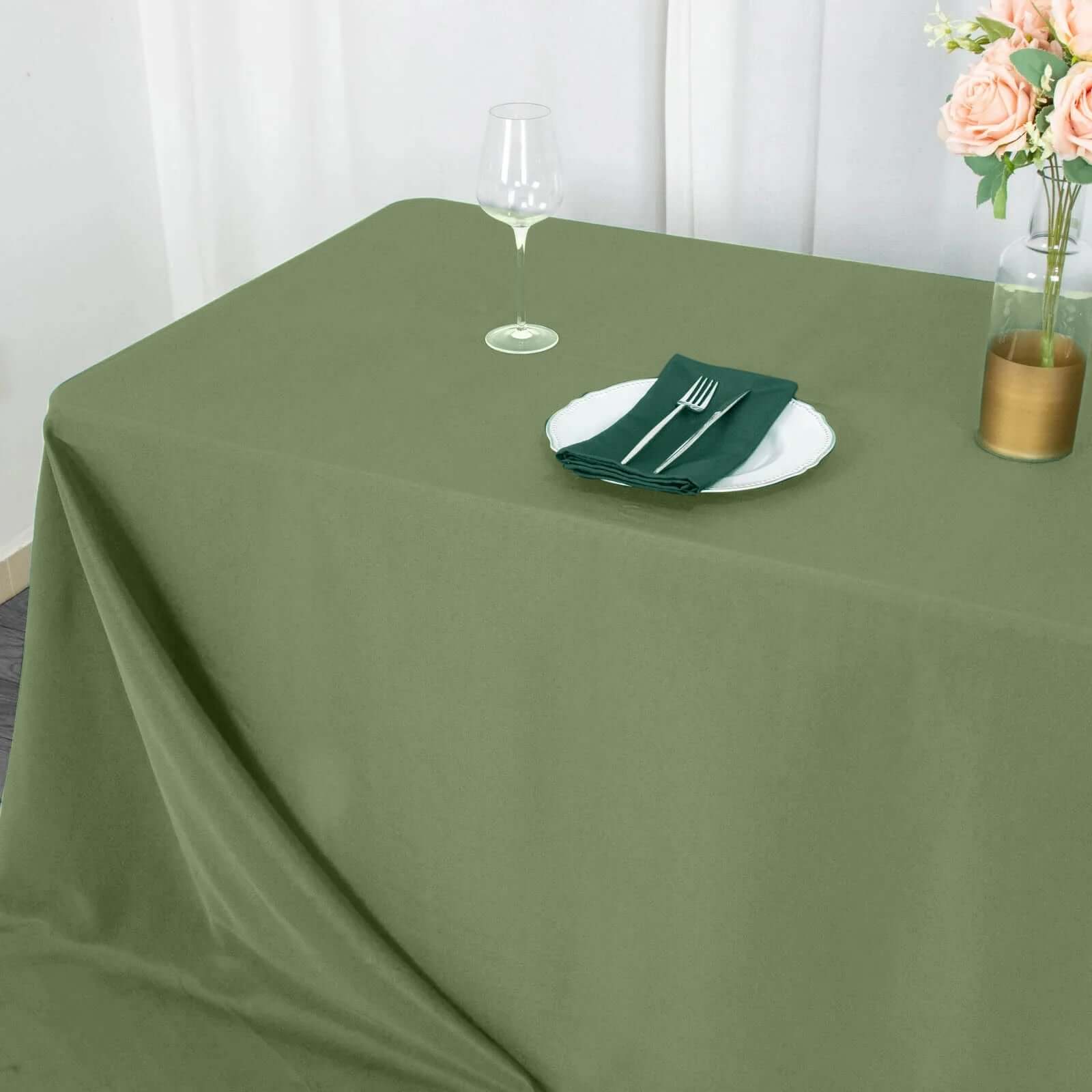 220GSM Seamless Stain-Resistant Premium Polyester Rectangle Tablecloth in Dusty Sage Green 90x132