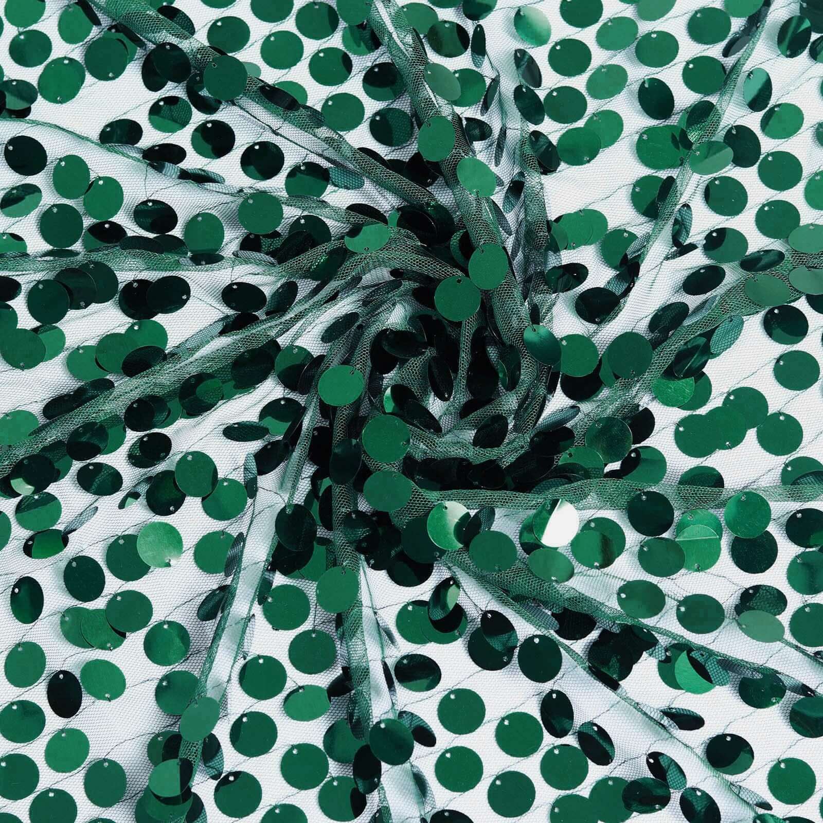 13x108 Hunter Emerald Green Big Payette Sequin Table Runner - Stunning Design