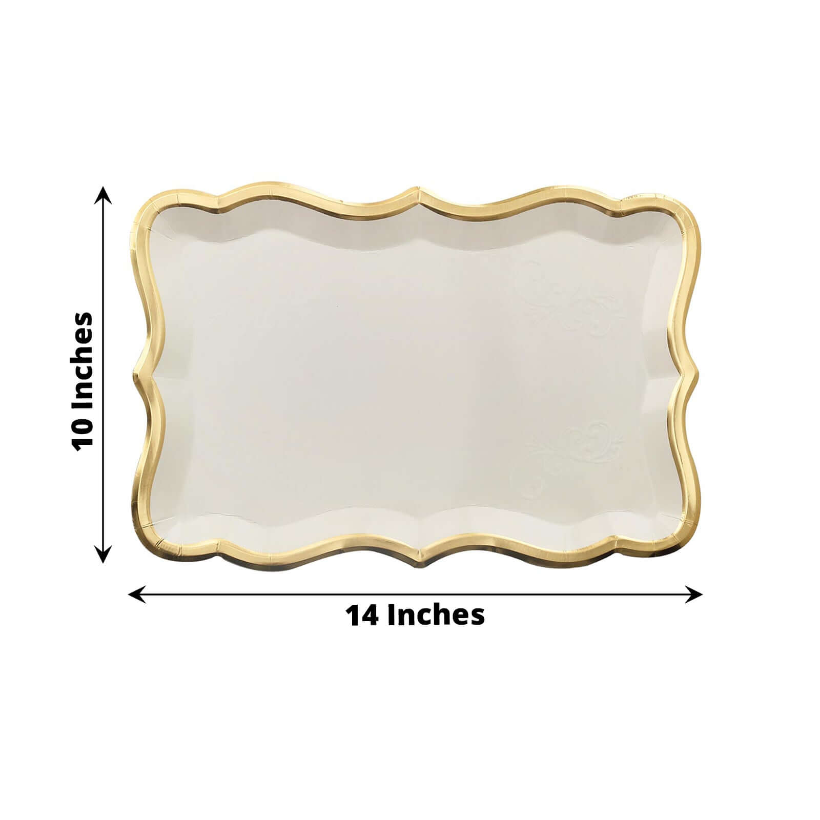 10-Pack Heavy Duty 400GSM White Cardboard Serving Trays with Gold Rim for Weddings & Parties