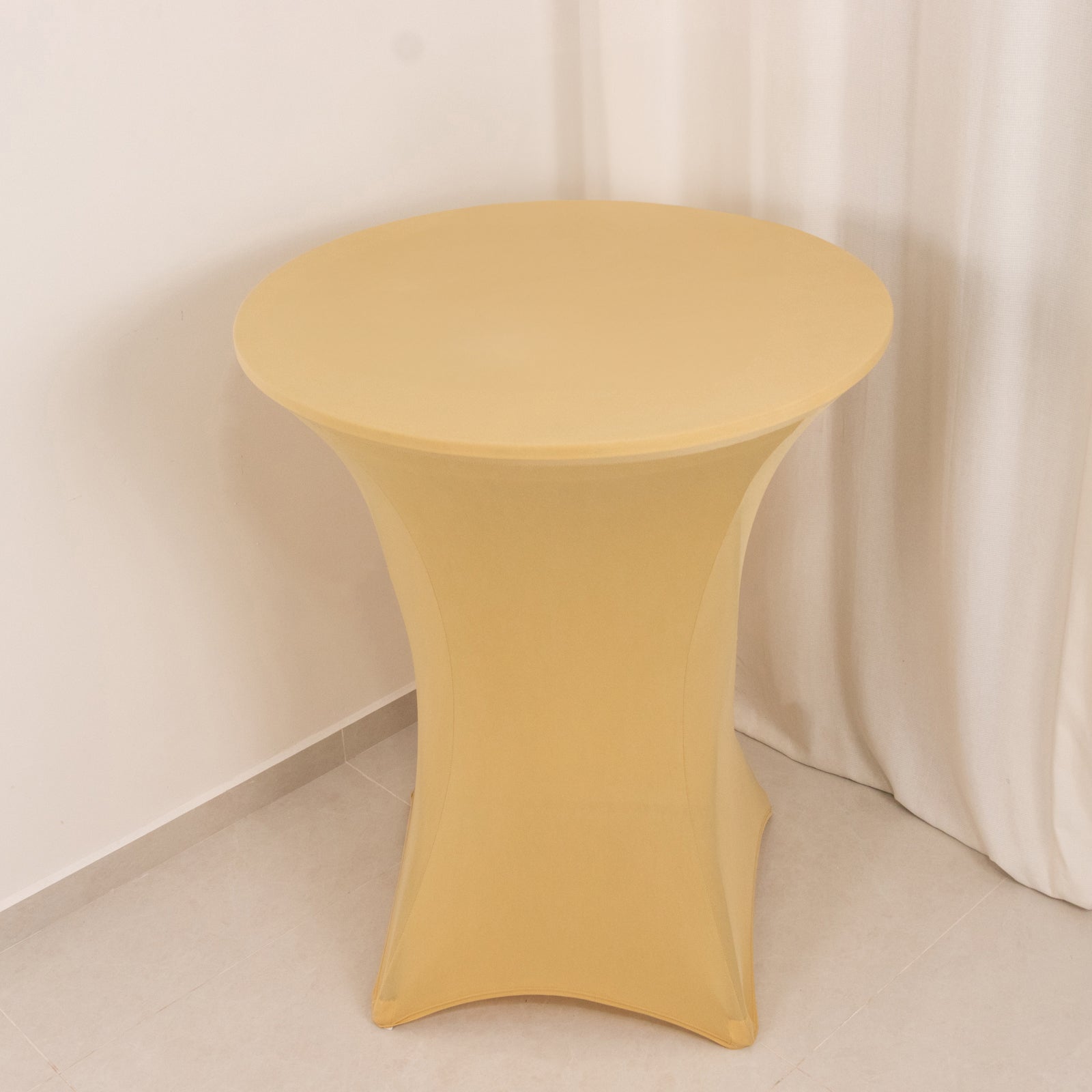 Stretchable Champagne Spandex Cocktail Table Cover for 33 - 36 Inch Tables