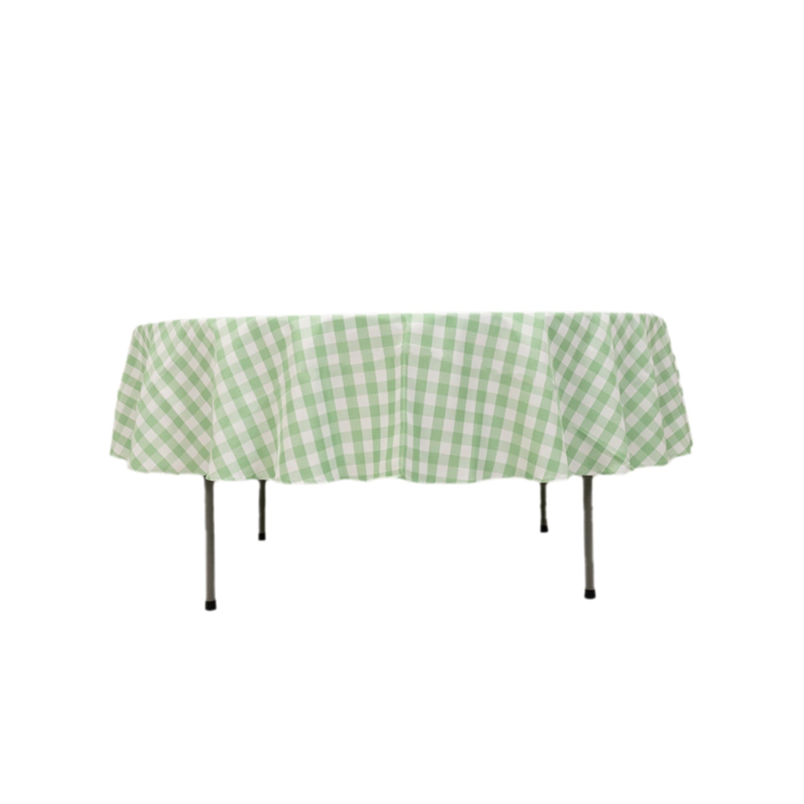 Hot! Polyester 90" Round Checkered Buffalo Plaid Tablecloth in White/Sage Green
