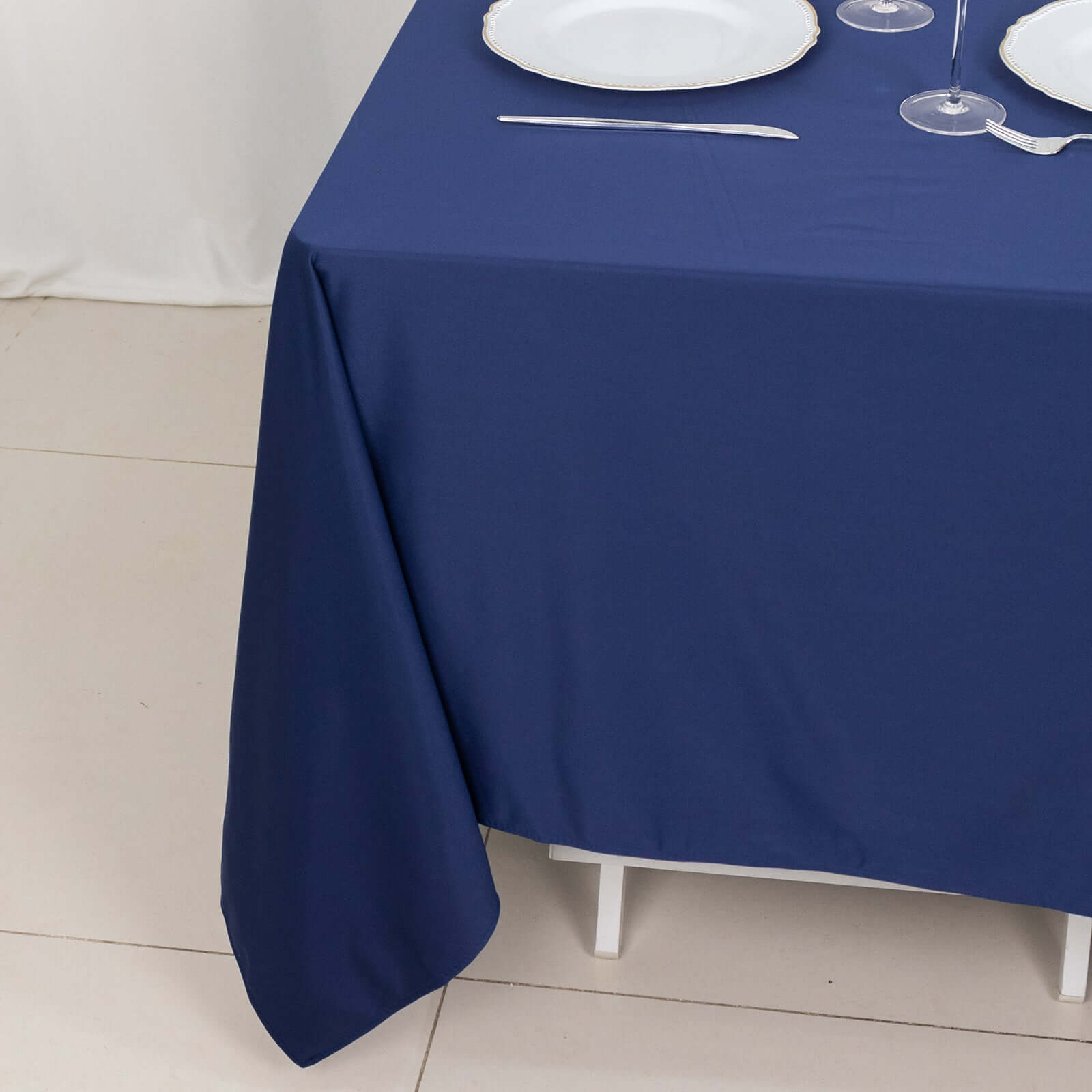 Navy Blue Premium 70x70 Scuba Square Tablecloth - Anti - Wrinkle & Stain - Resistant