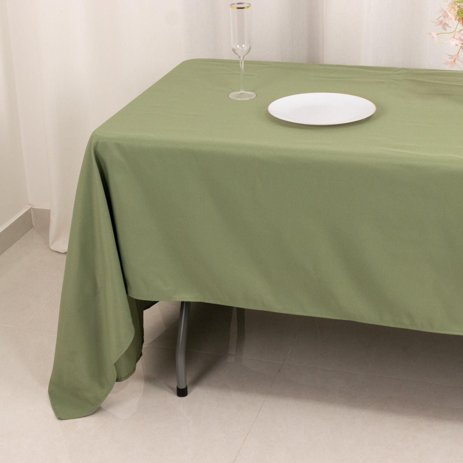 Stain-Resistant 220GSM Dusty Sage Green Premium Polyester Rectangle Tablecloth 60x126