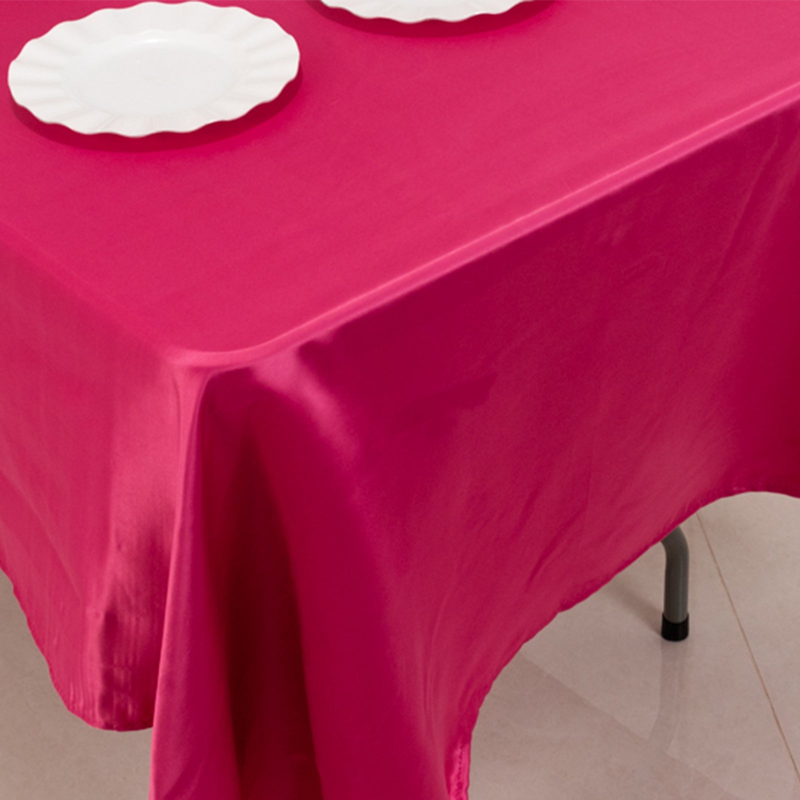 Exclusive Fuchsia Lamour Satin Rectangle Tablecloth - 60x102, Durable & Silky Soft