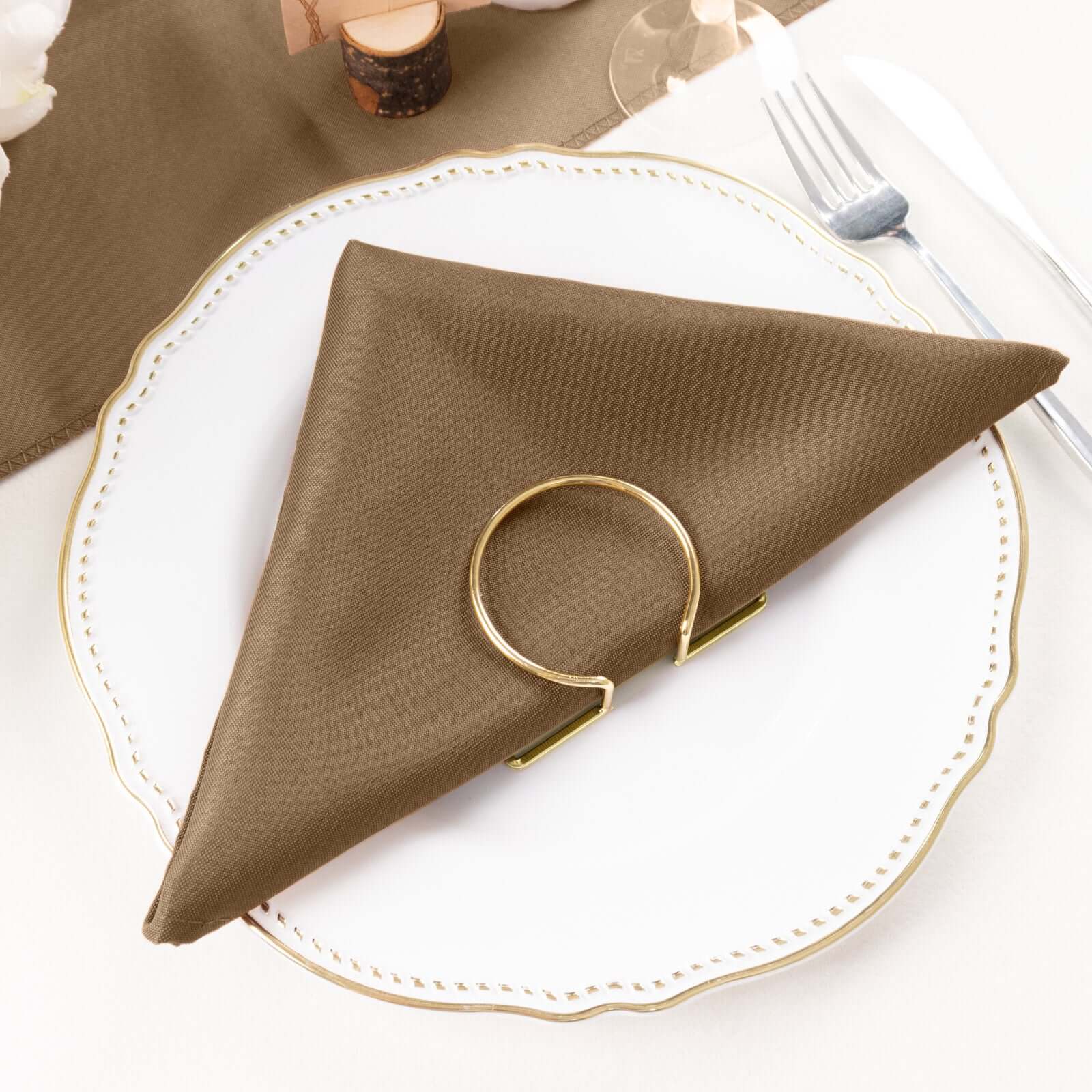 Wrinkle-Resistant 5-Pack Taupe Polyester 20x20 Easy-Care Cloth Napkins