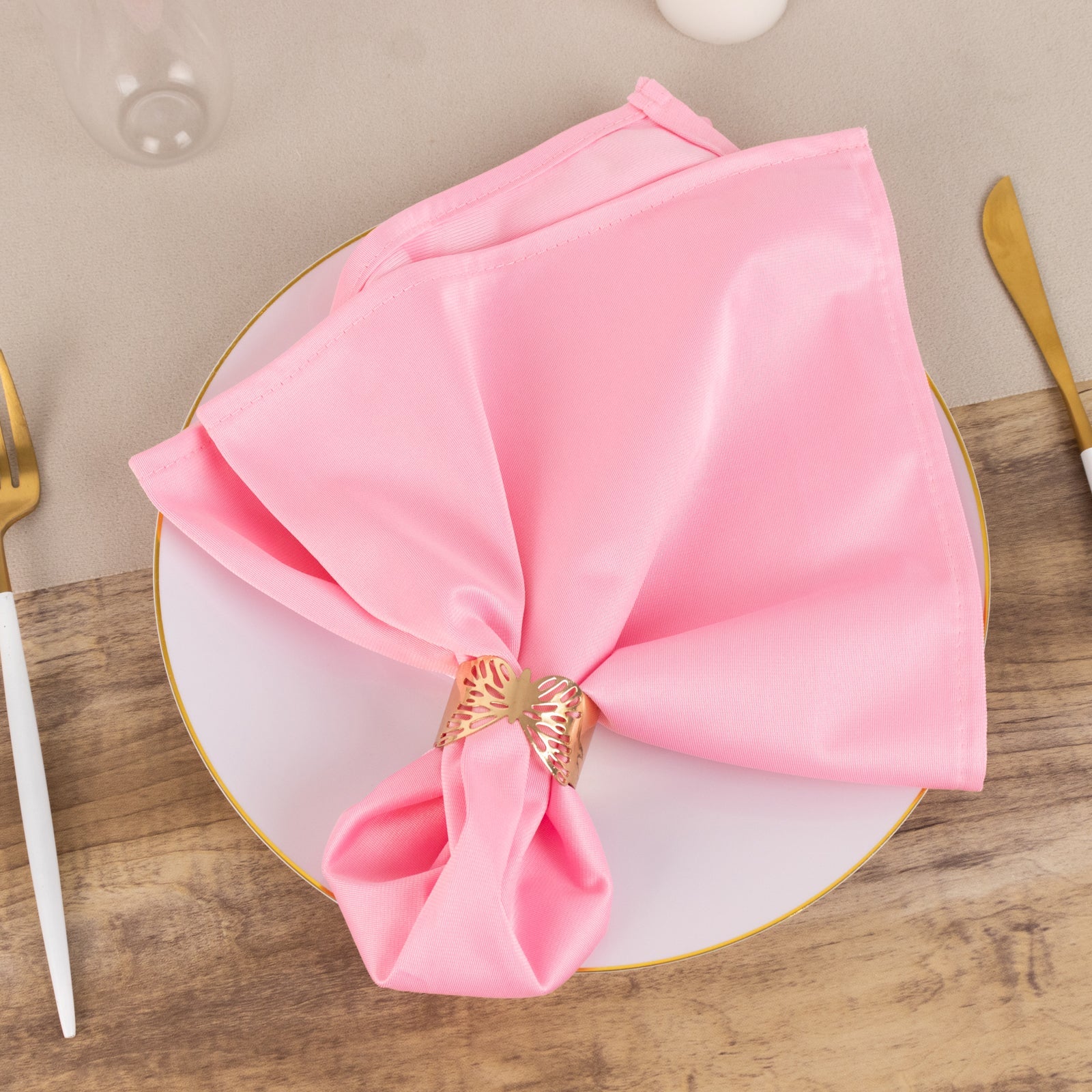 5-Piece Set of Premium Pink 20x20 Scuba Dinner Napkins - Durable and Reusable