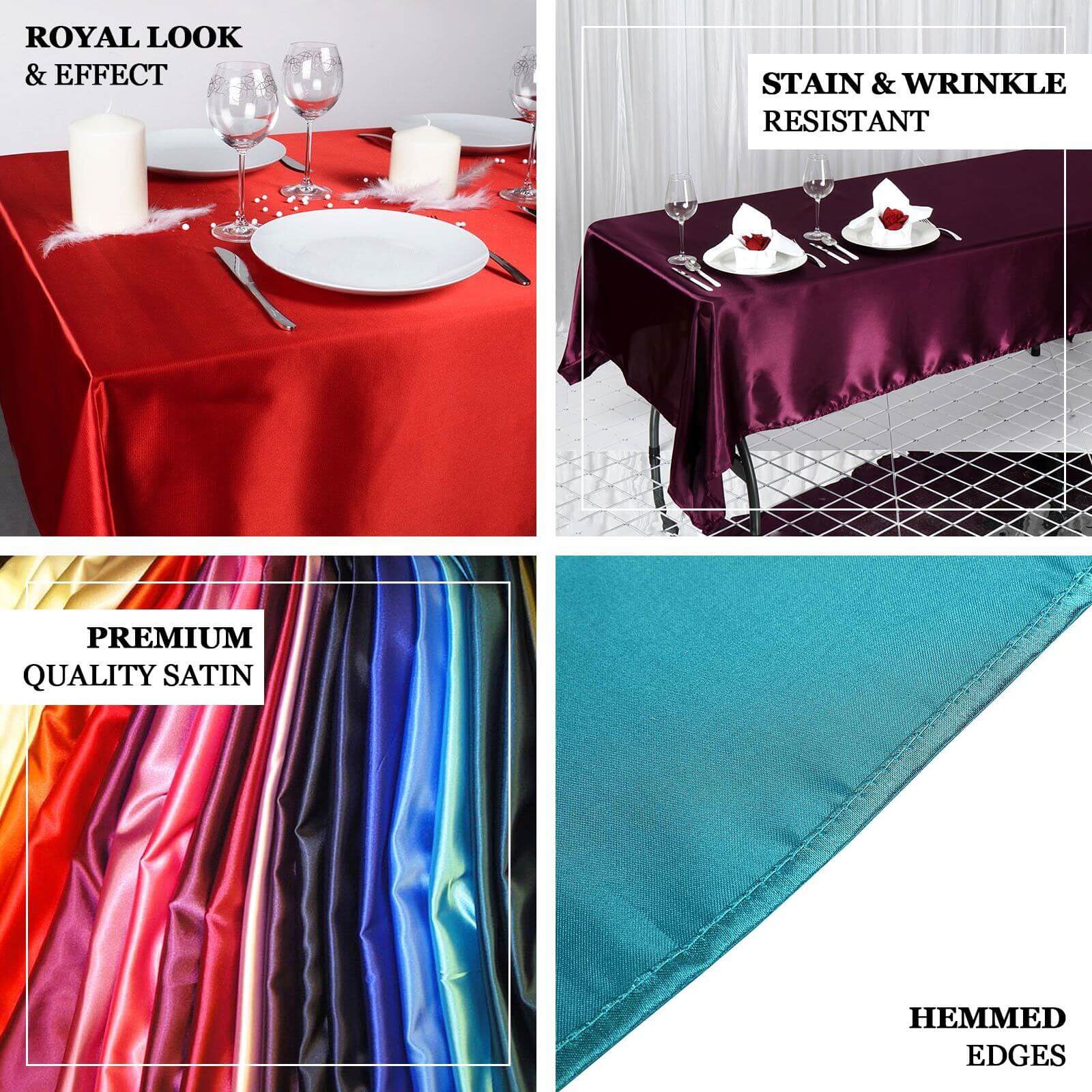 Black Satin 60x126 Rectangular Tablecloth - Lustrous and Stain-Resistant