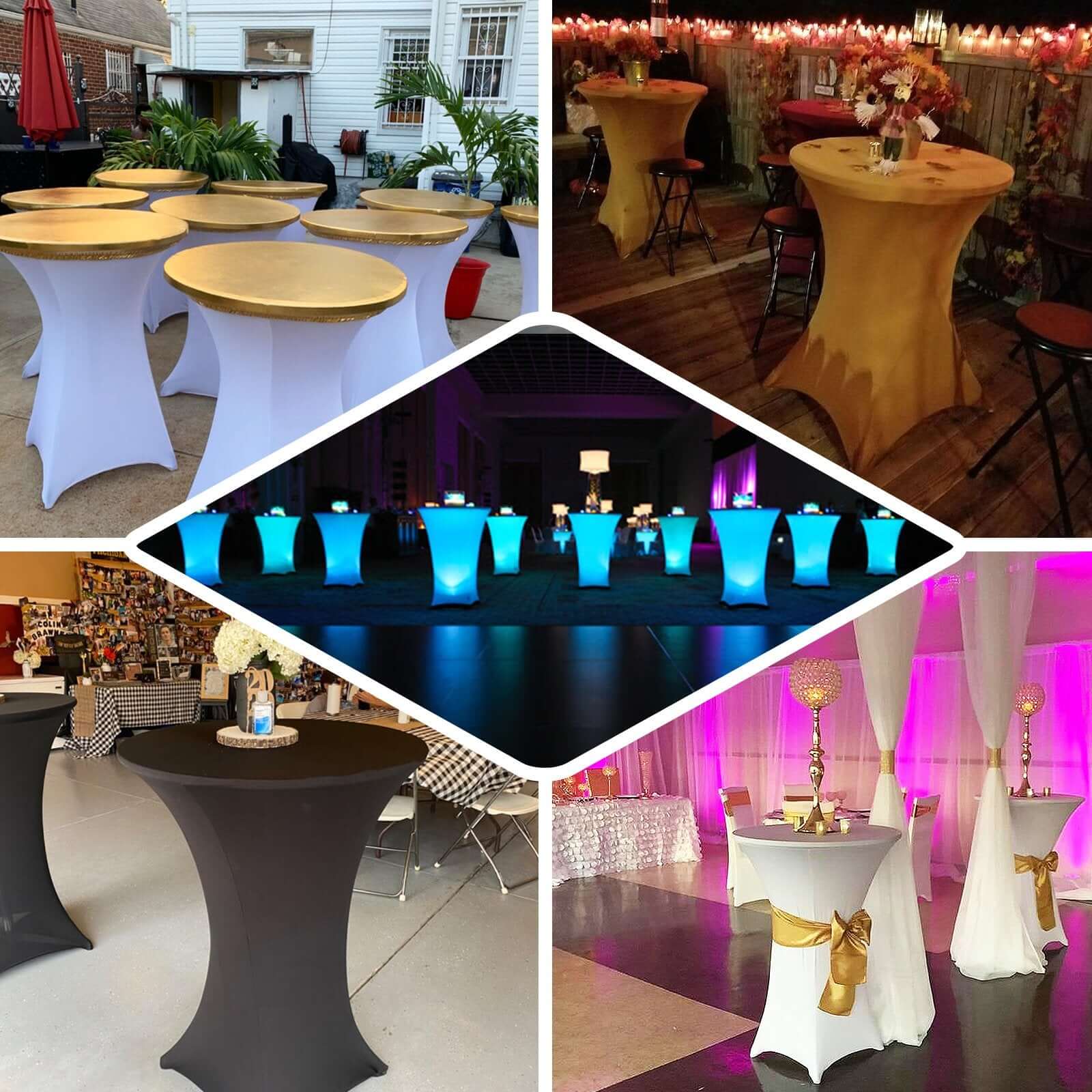 Lavender Lilac Spandex Stretch Fitted Cocktail Table Cover for 24 - 32 Dia Tables