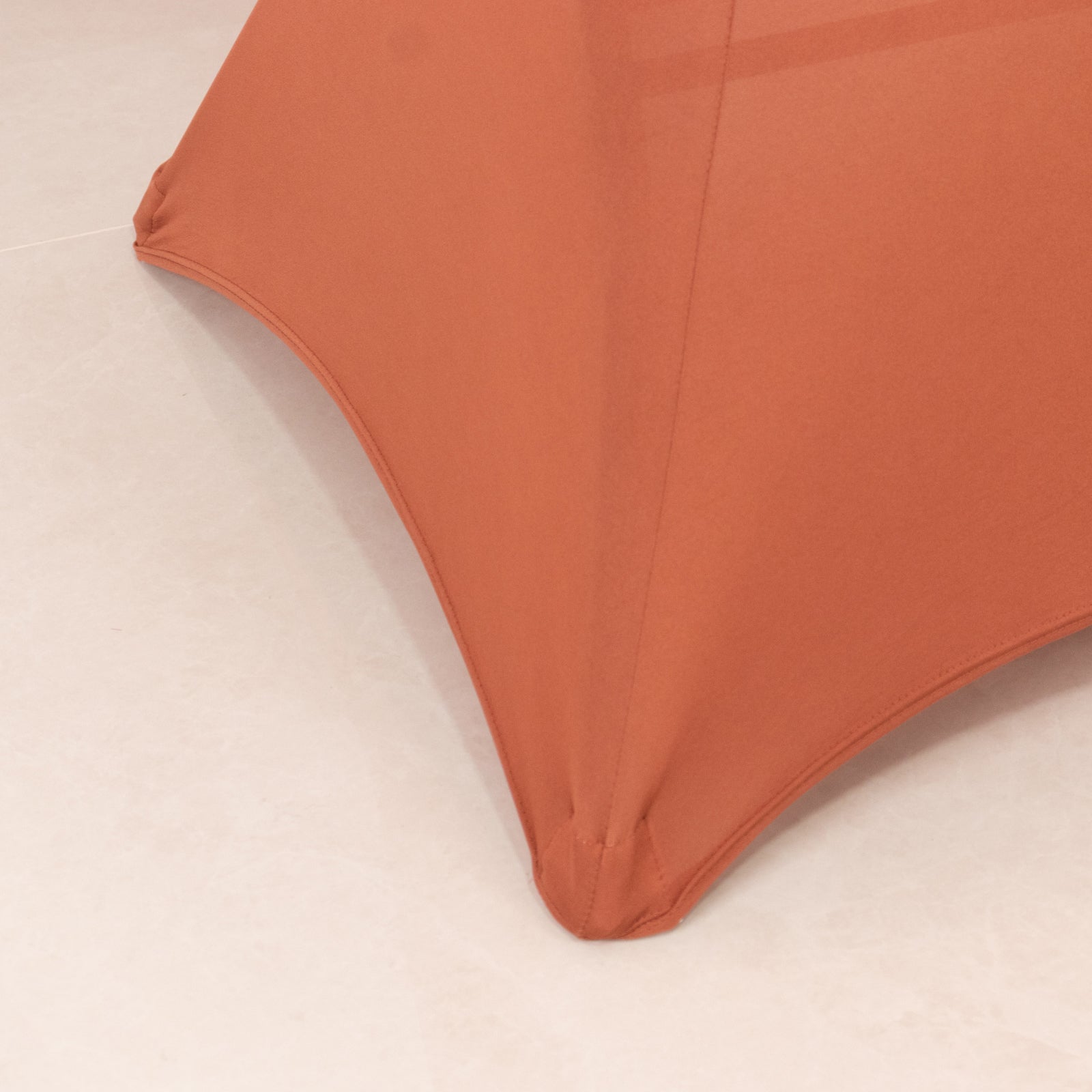 Stretchable Spandex Cocktail Table Cover in Terracotta (Rust) - Easy Maintenance for 33 - 36' Tables