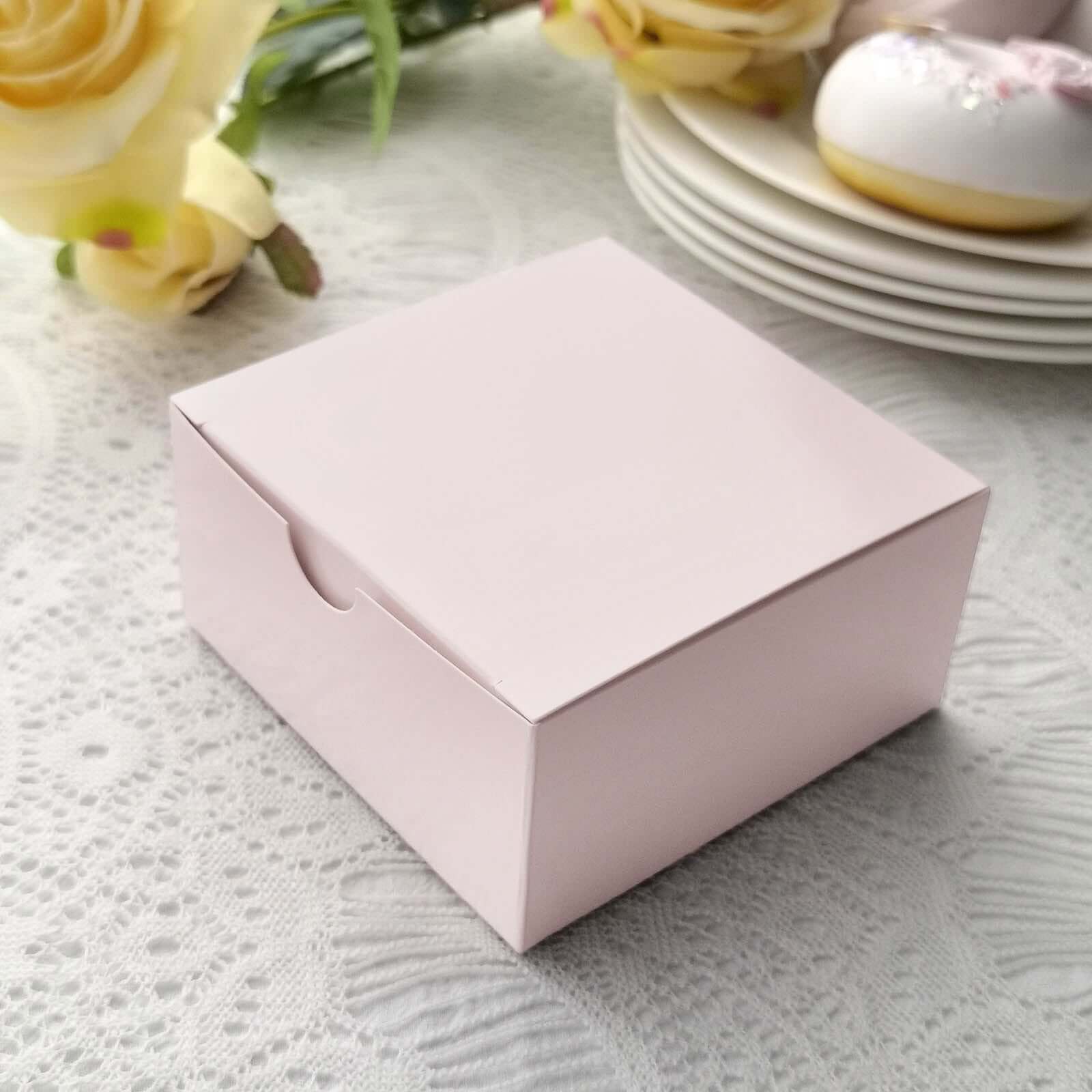 100-Pack Blush 4x4x2 Cake Cupcake Party Favor Gift Boxes - DIY Deal