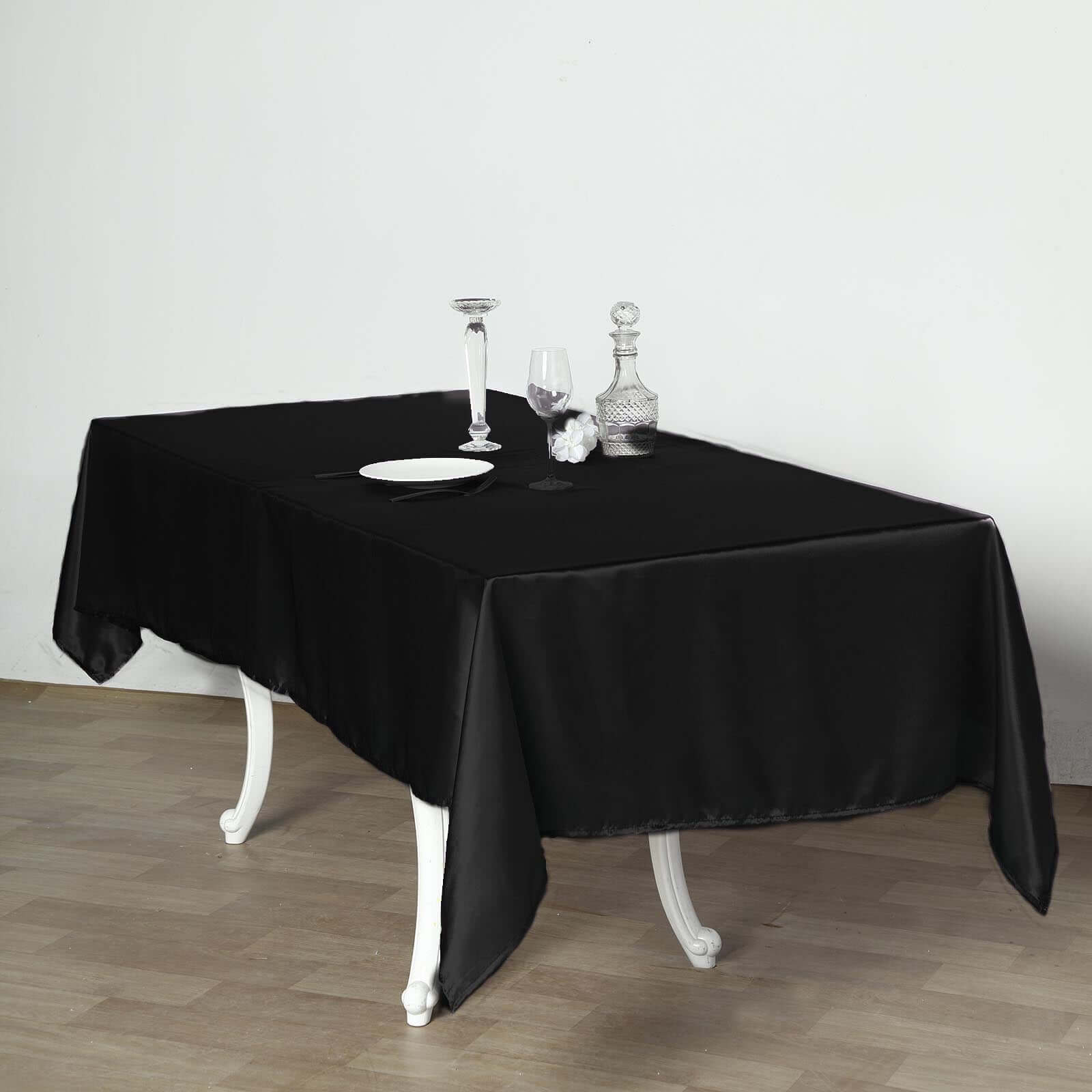 Black Satin 60x102 Rectangular Tablecloth - Smooth & Lustrous