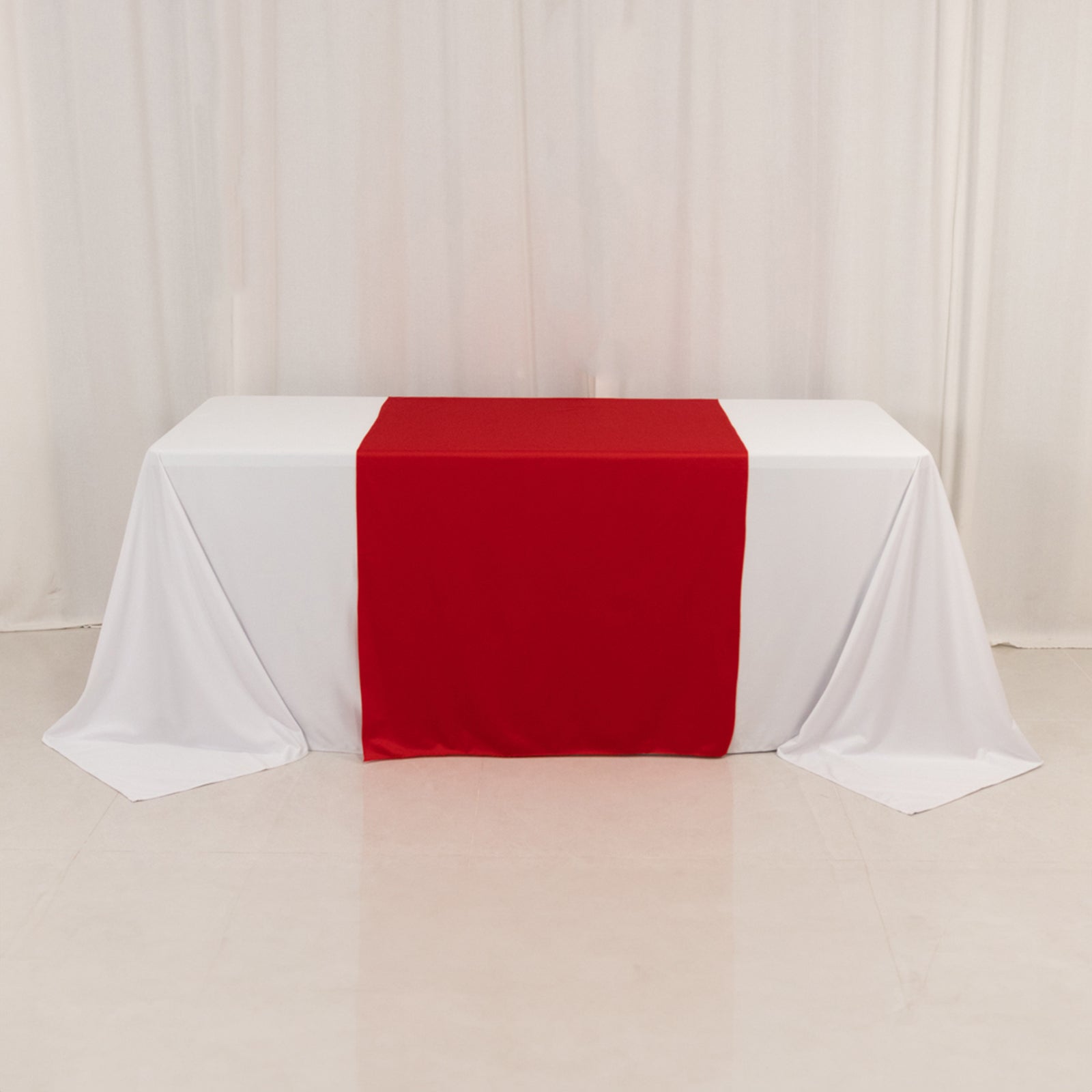 Durable Red Polyester 36x72 Table Runner for Trade Shows