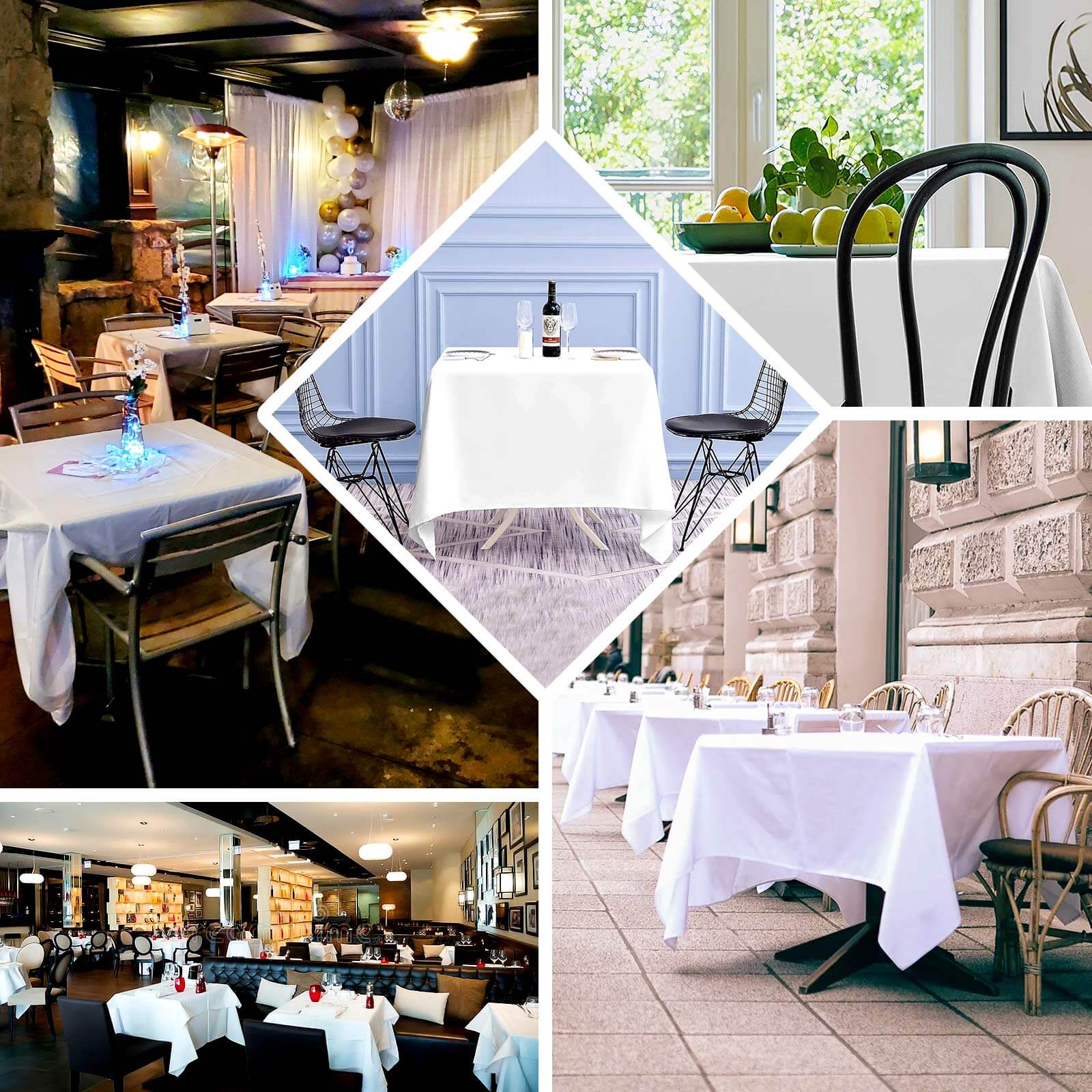 Get This Sophisticated 100% Cotton White 70x70 Square Tablecloth - Soft & Breathable