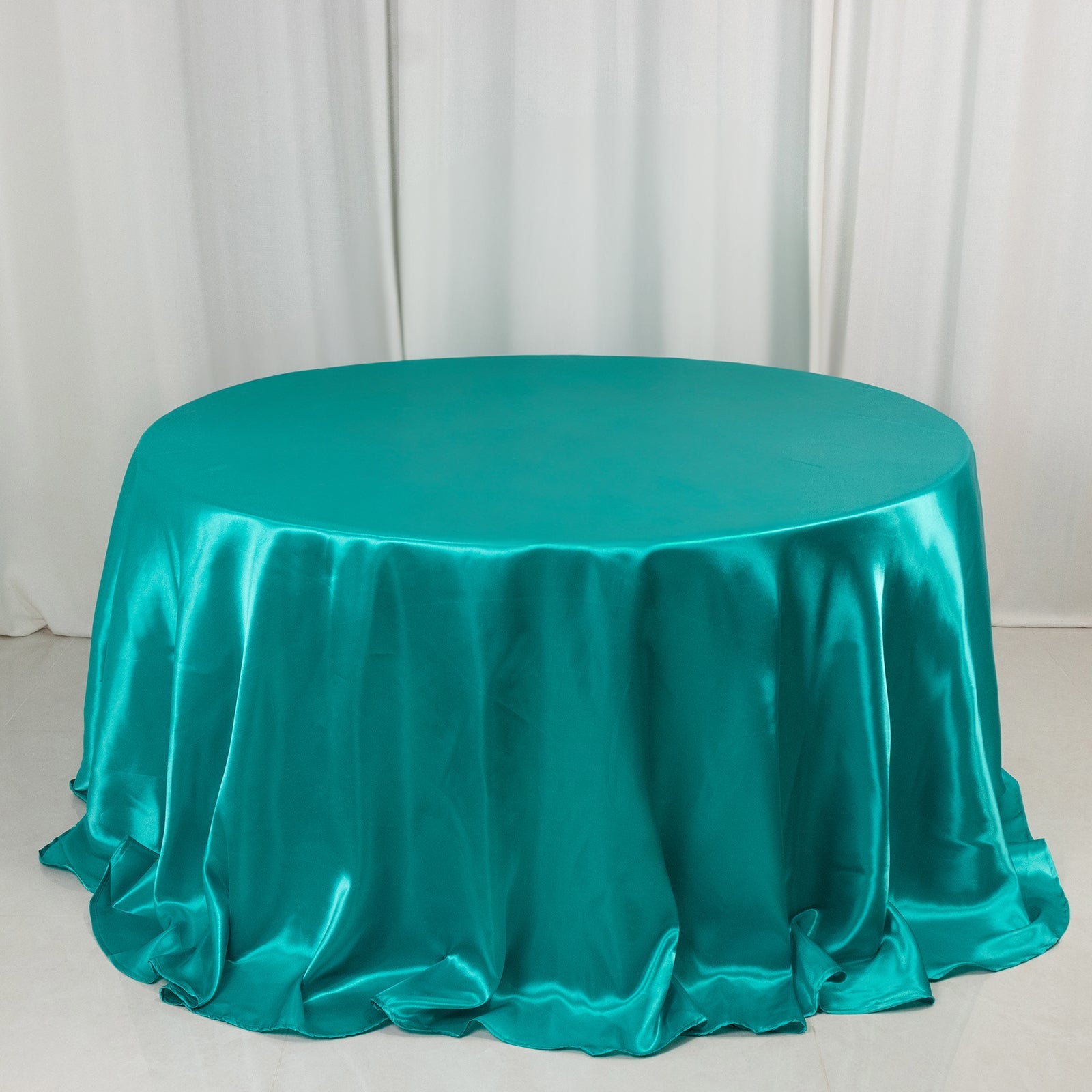 Hot! Turquoise Satin 132' Round Seamless Tablecloth