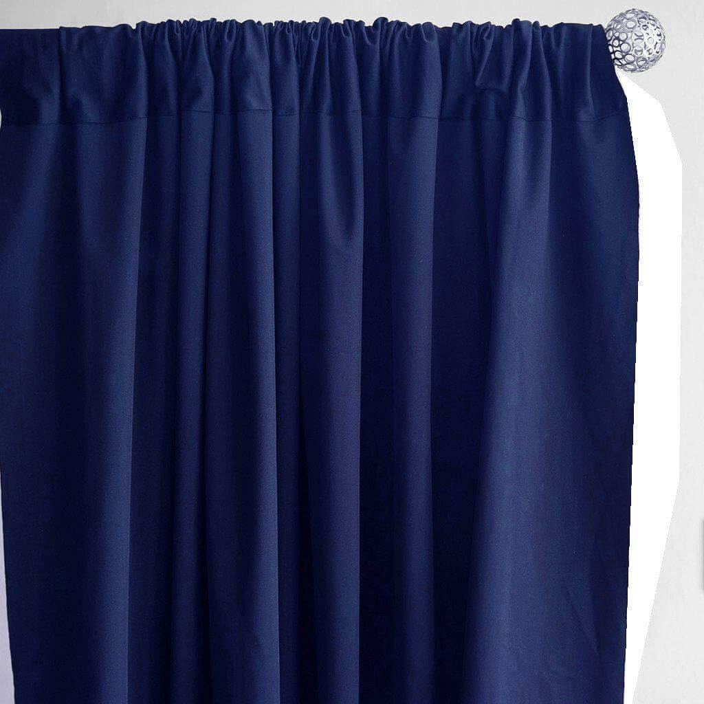 2-Pack Navy Blue Wrinkle-Free Scuba Polyester Flame-Resistant 10ftx10ft Event Curtain Drapes