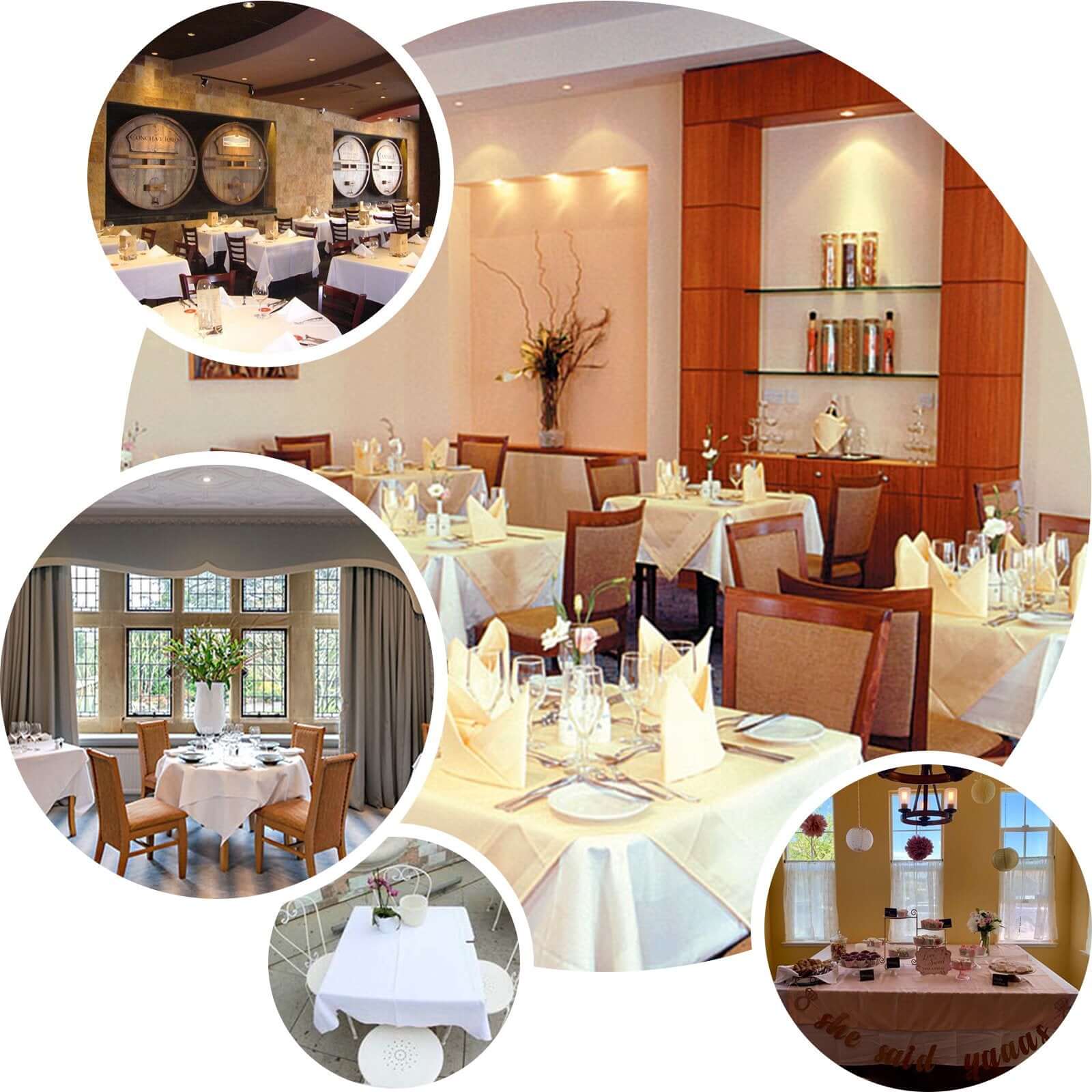 220GSM White Premium Polyester 54x54 Square Stain & Wrinkle-Resistant Tablecloth for Weddings